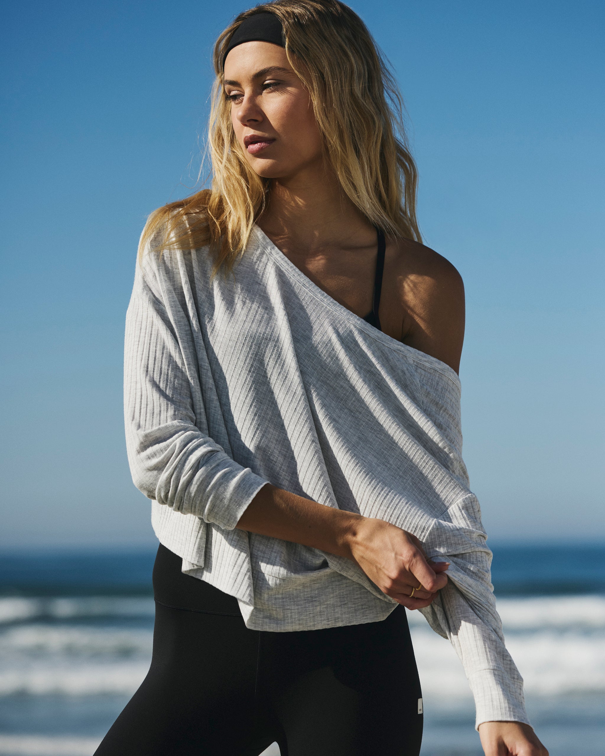 Long Sleeve Twist Top | Light Heather Grey - Image 2
