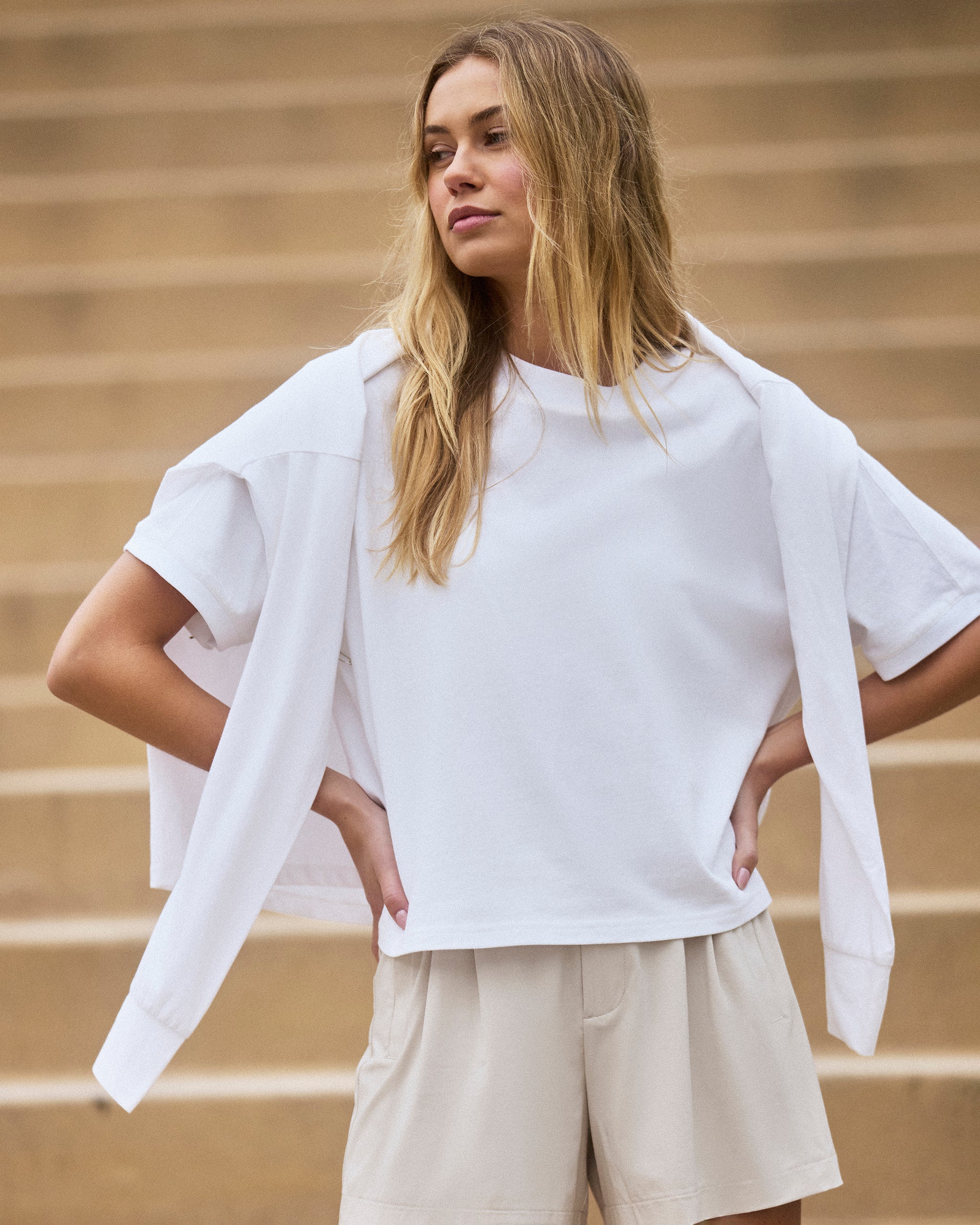 Short Sleeve Heavyweight Oversized Cotton Tee | White - Image 4