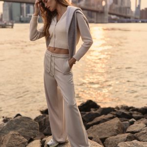 Halo Essential Wideleg Pant | Ecru Heather