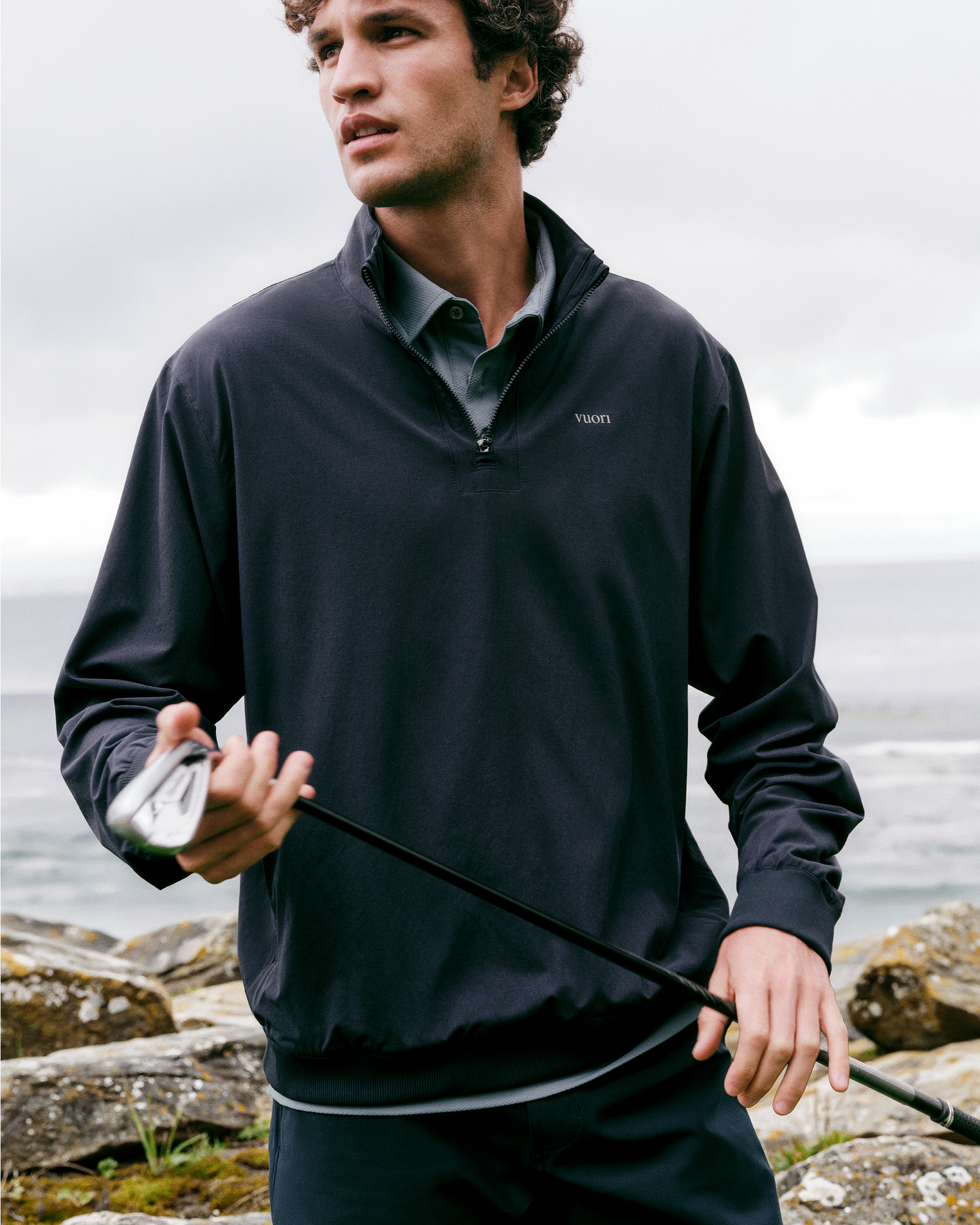 Venture Quarter Zip | Ink Linen Texture