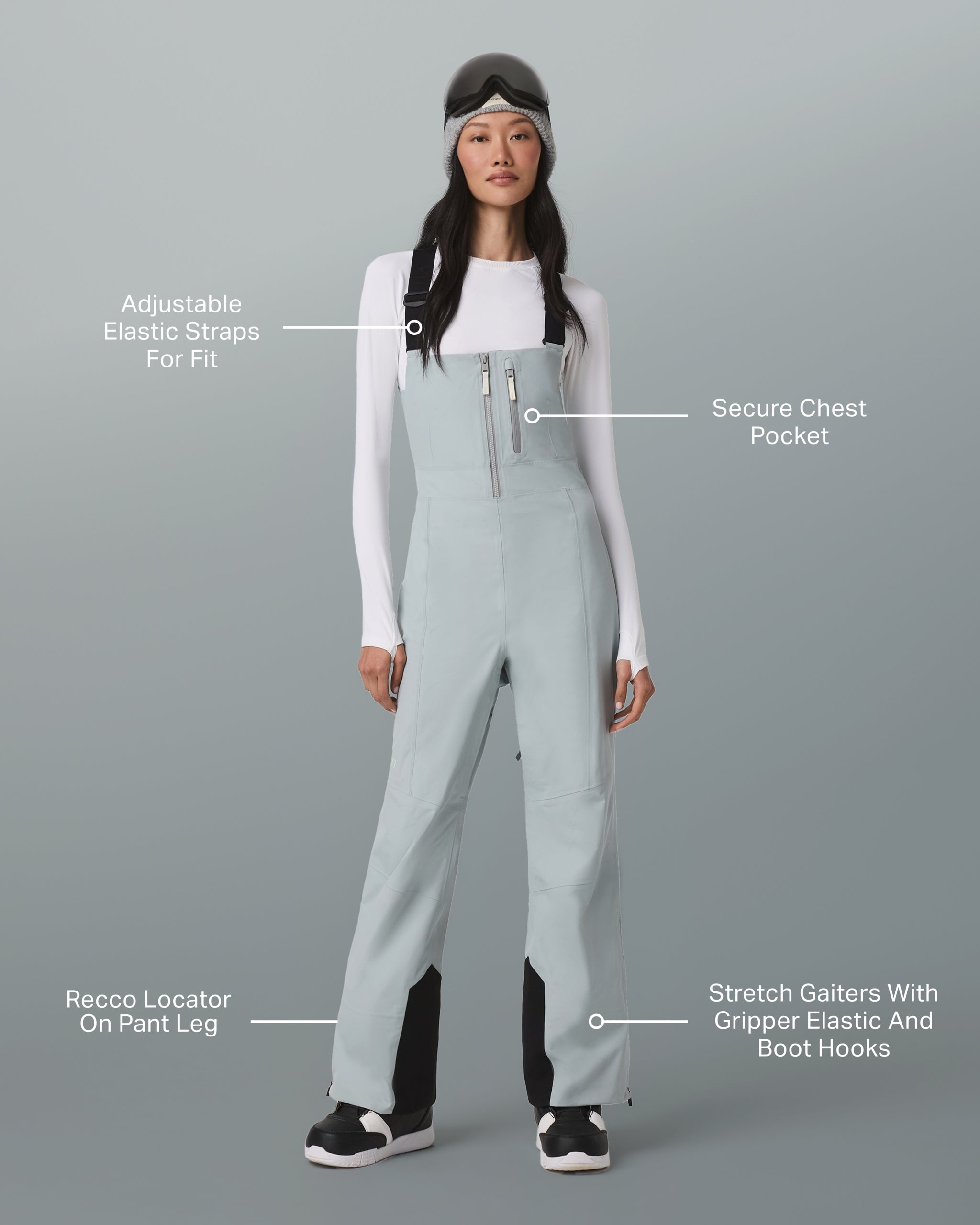 Women's Taika Snow Bib | Blue Haze - Image 2