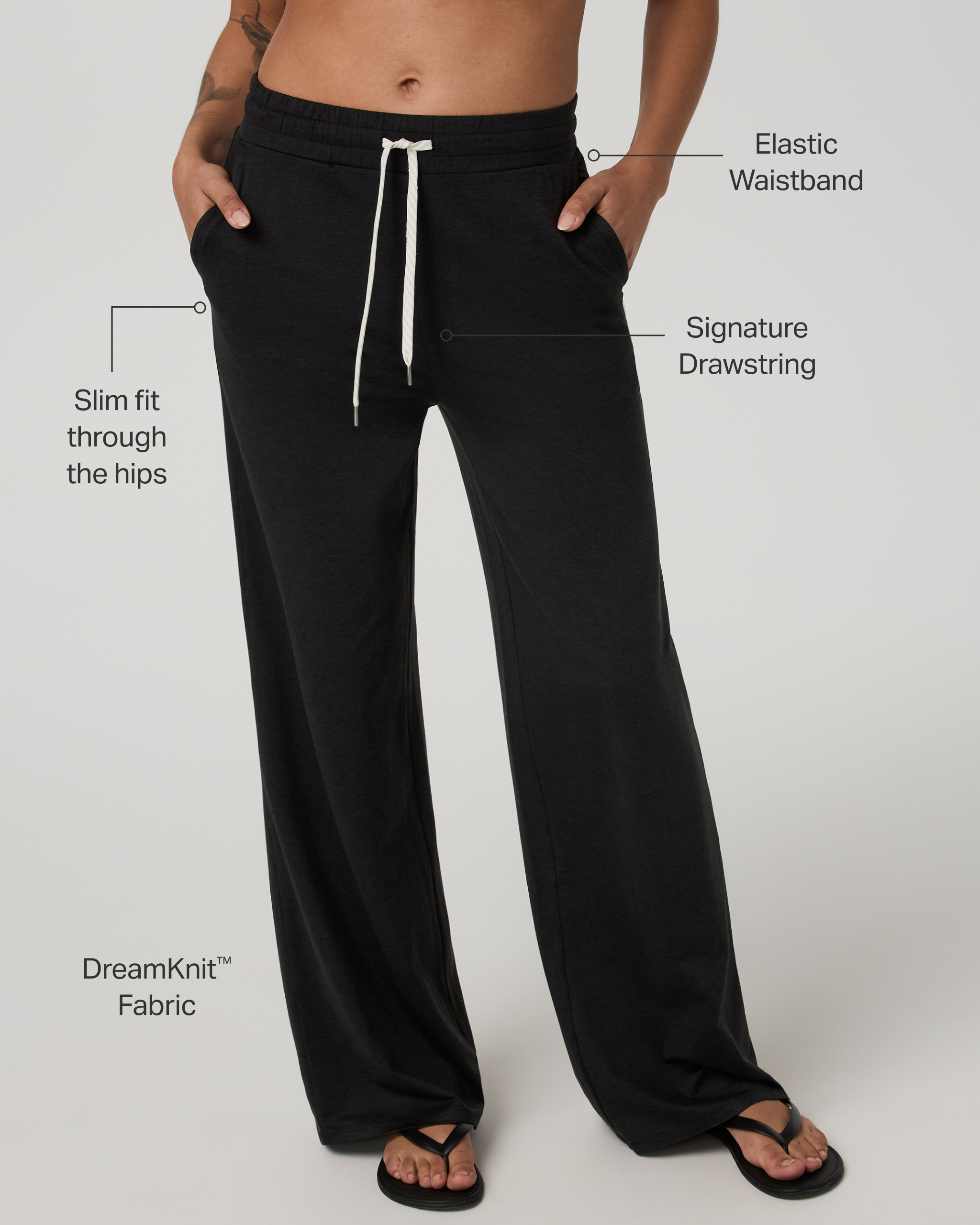 Halo Essential Wideleg Pant | Black Heather - Image 2