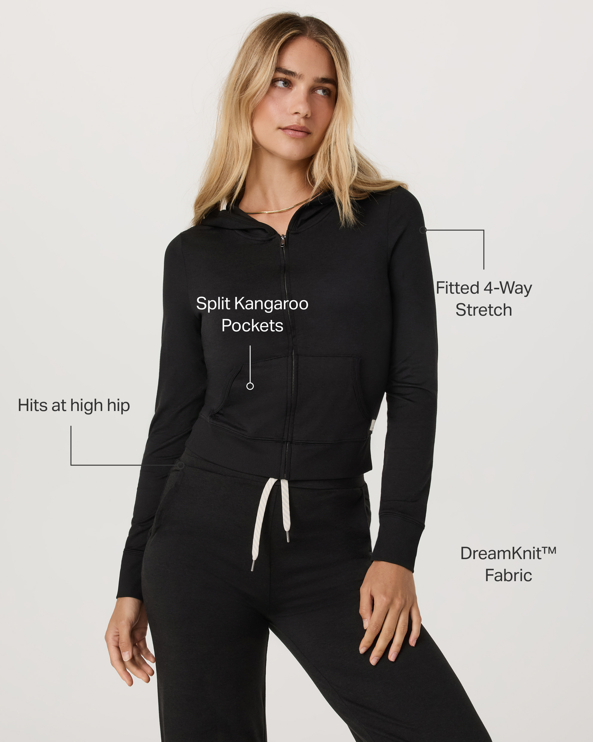 Halo Mini Full Zip Hoodie | Black Heather - Image 2