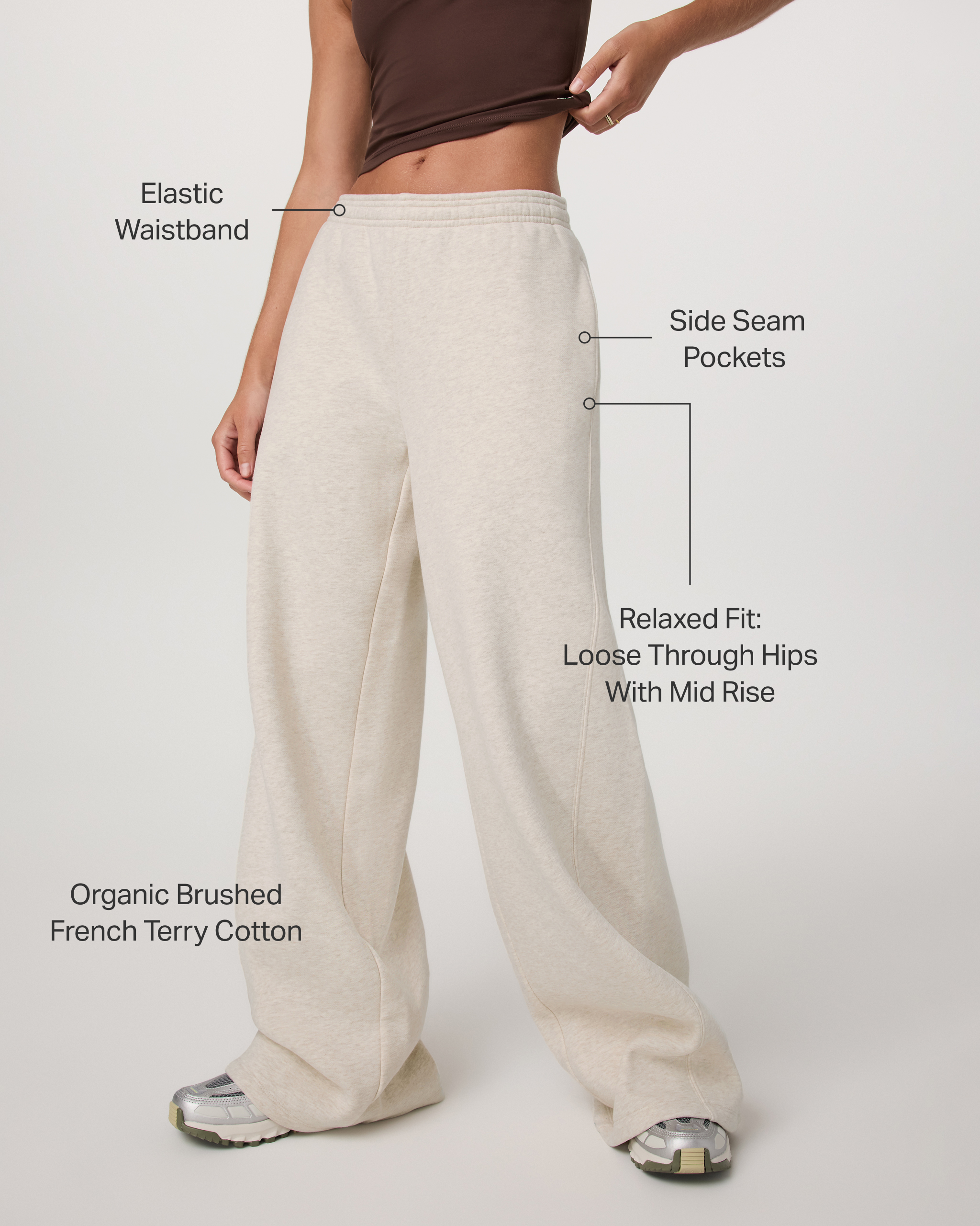 Restore Ultra Wideleg Sweatpant | Bone Heather - Image 2