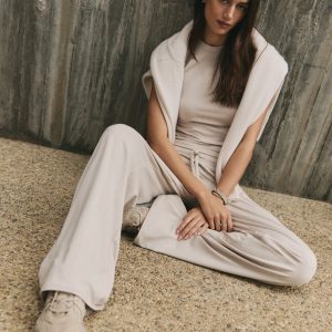 Halo Essential Wideleg Pant - Short | Ecru Heather