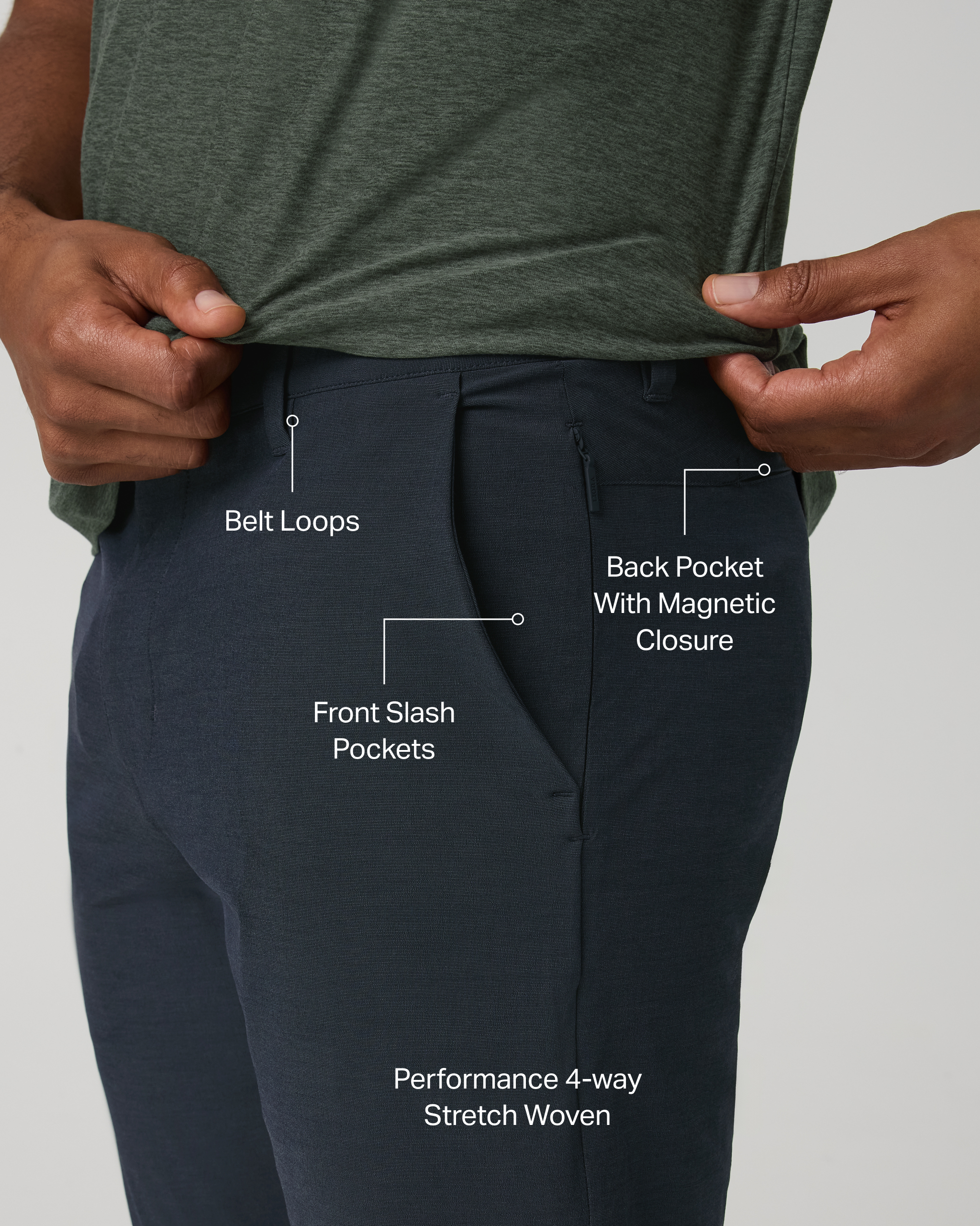 Aim Trouser Athletic Slim Fit 30 | Navy Linen Texture - Image 2