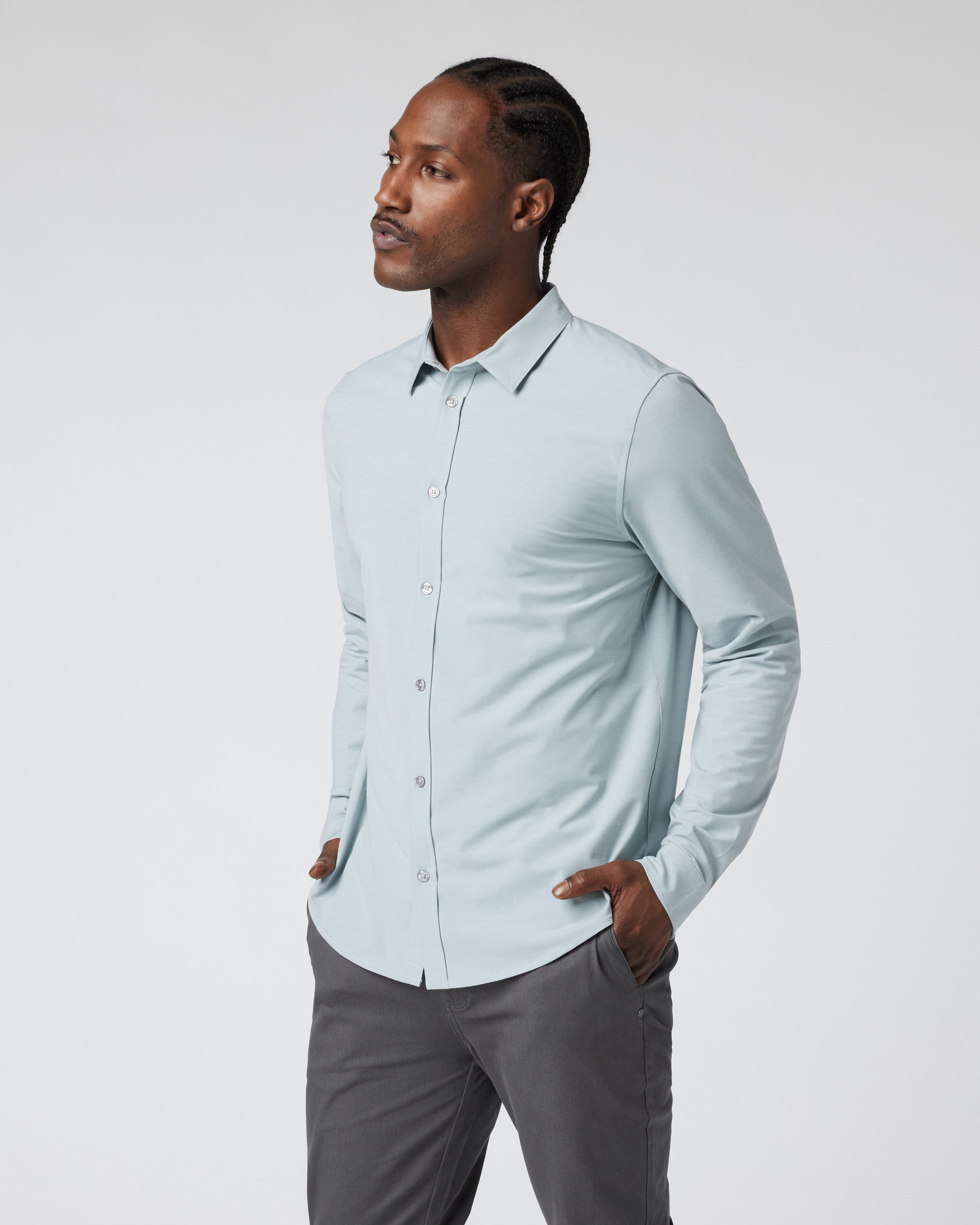 Long Sleeve Bridge Button Down | Chalk Blue - Image 5
