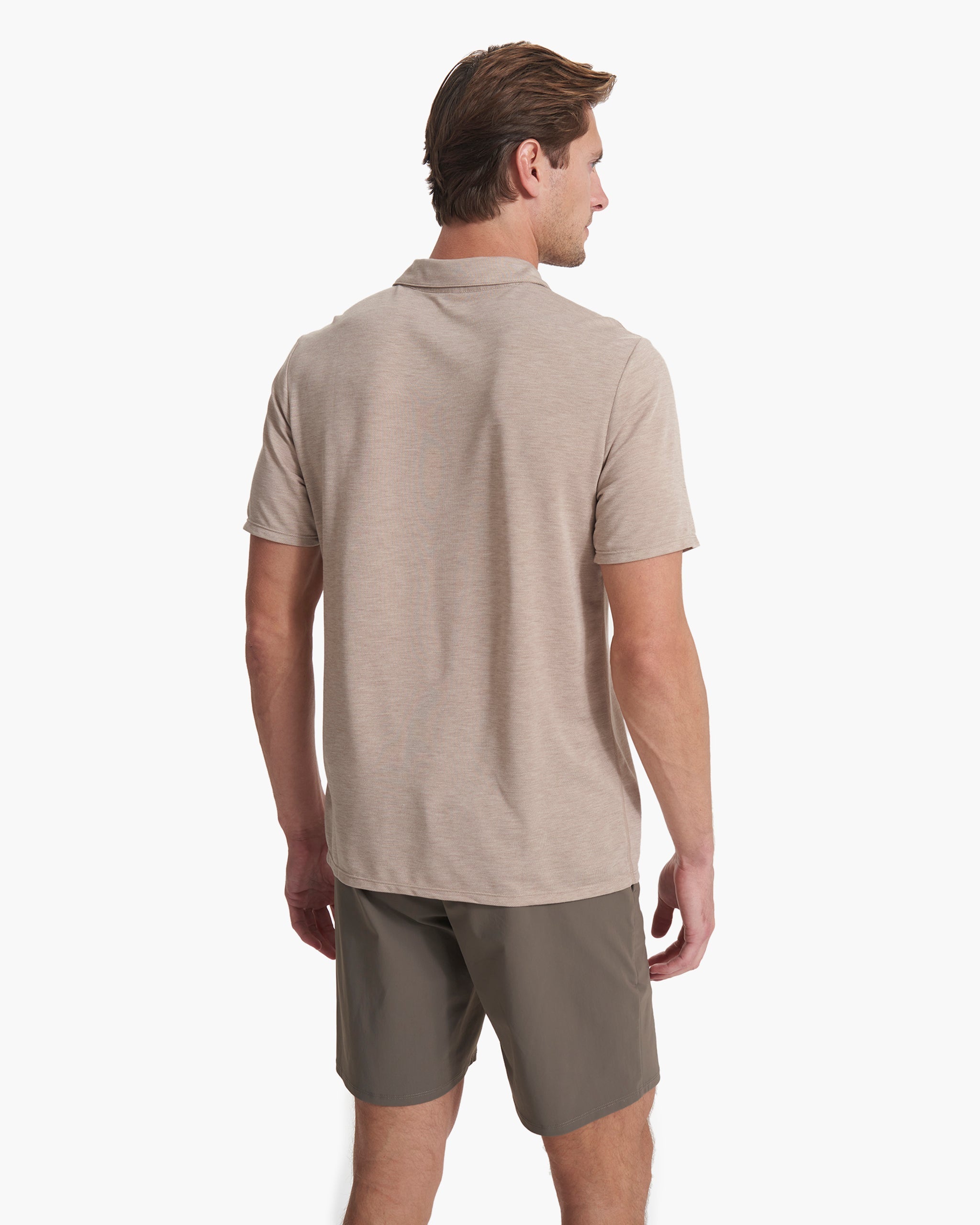 Knit Twill Polo | Camel Heather - Image 2
