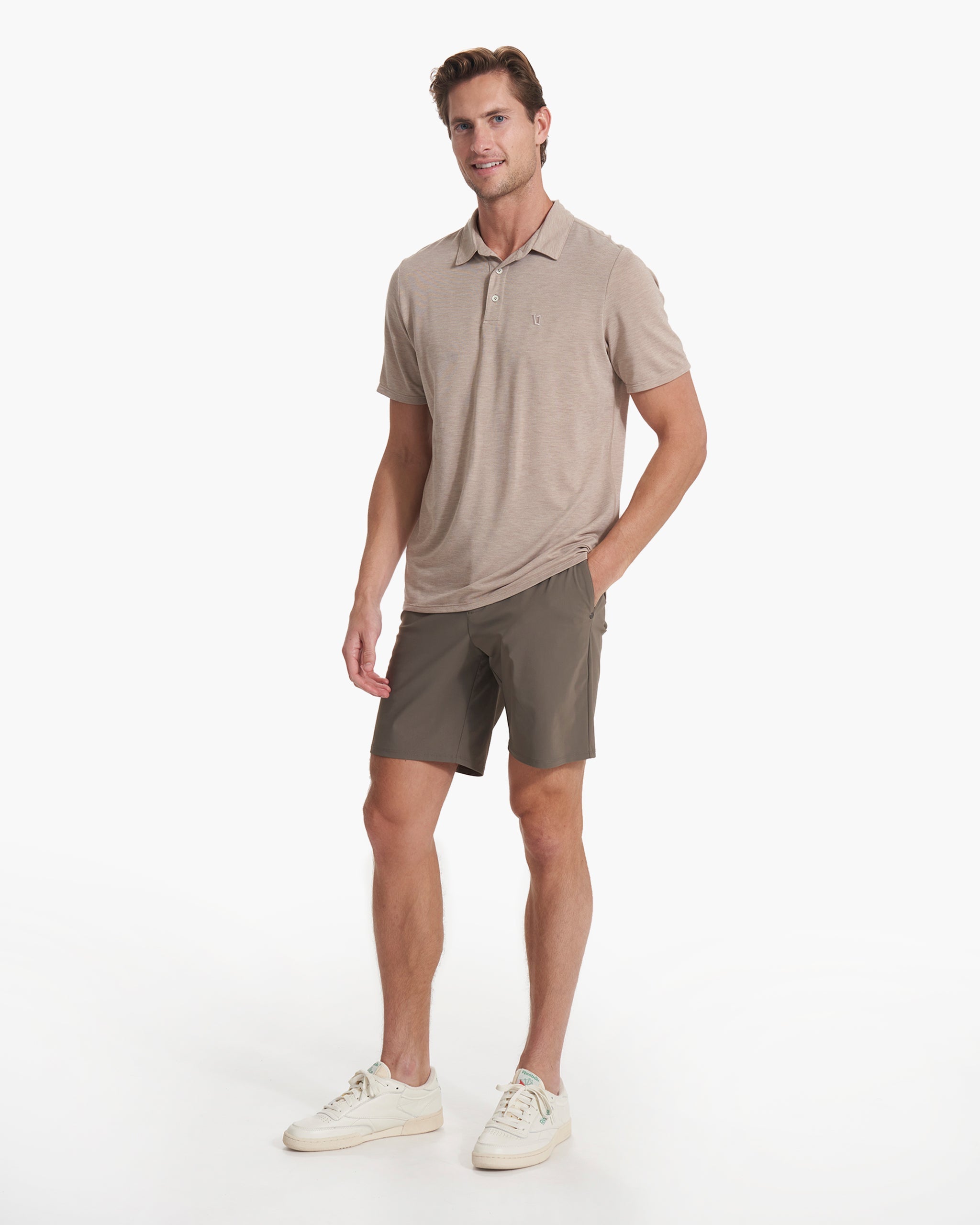 Knit Twill Polo | Camel Heather - Image 4