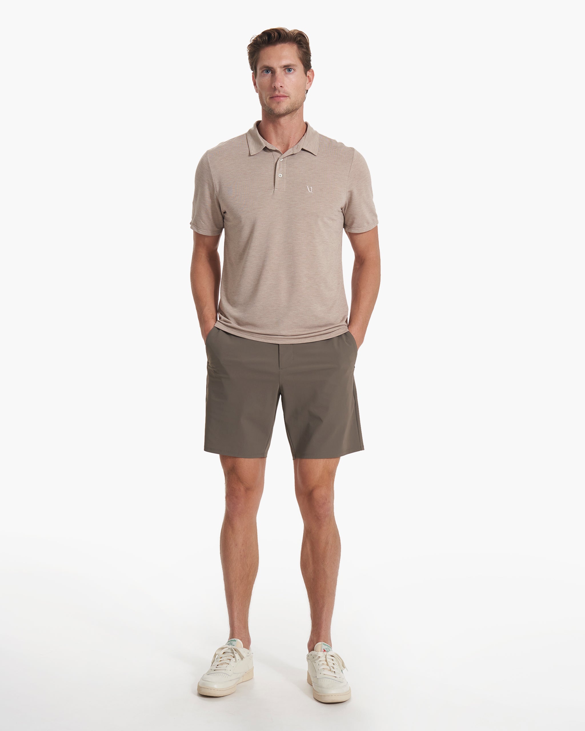 Knit Twill Polo | Camel Heather - Image 3