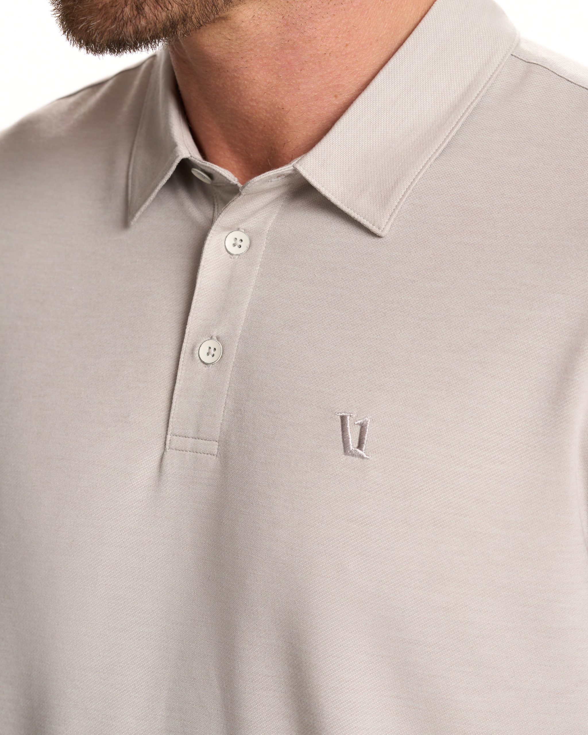 Knit Twill Polo | Beachsand Heather - Image 2