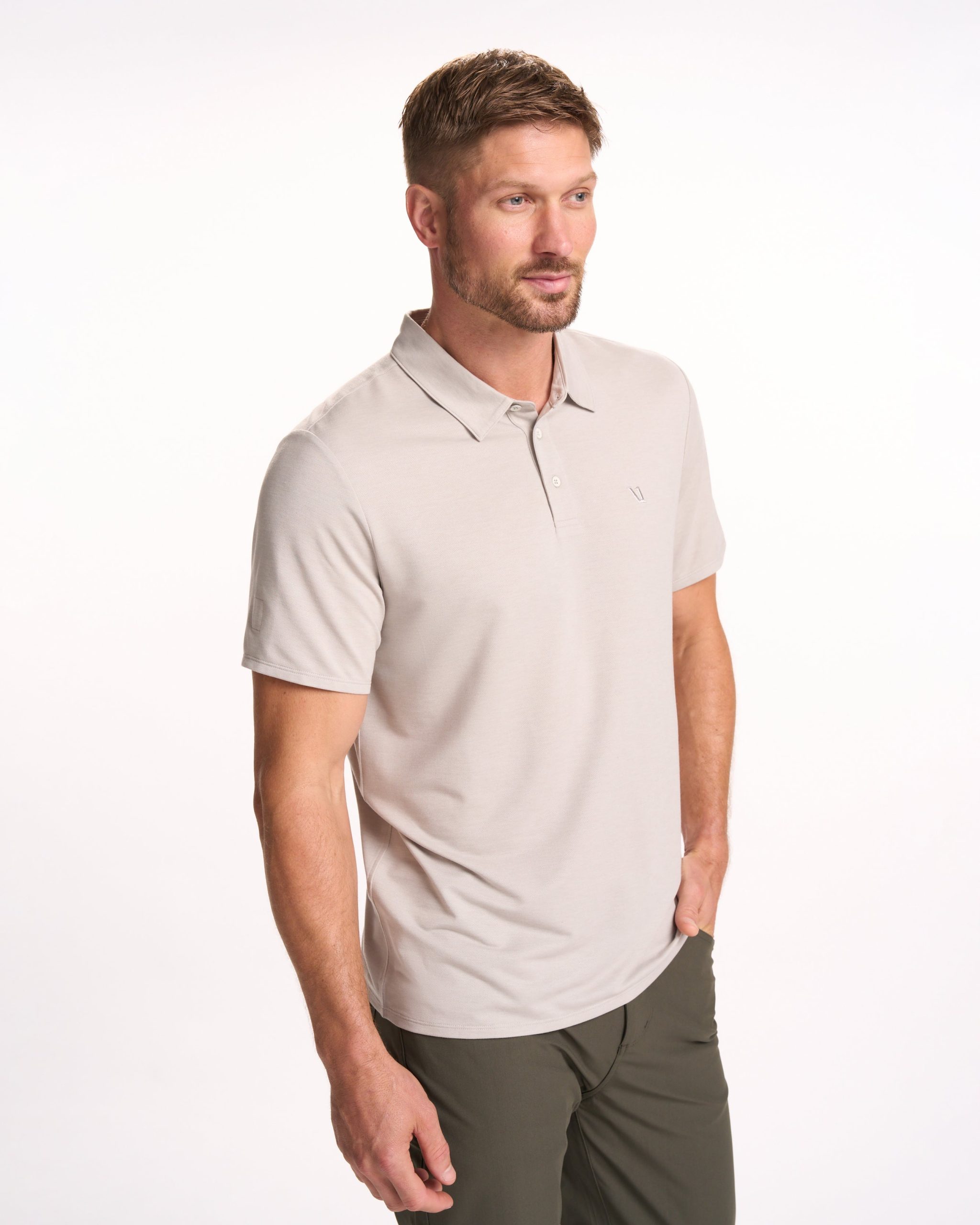 Knit Twill Polo | Beachsand Heather - Image 3