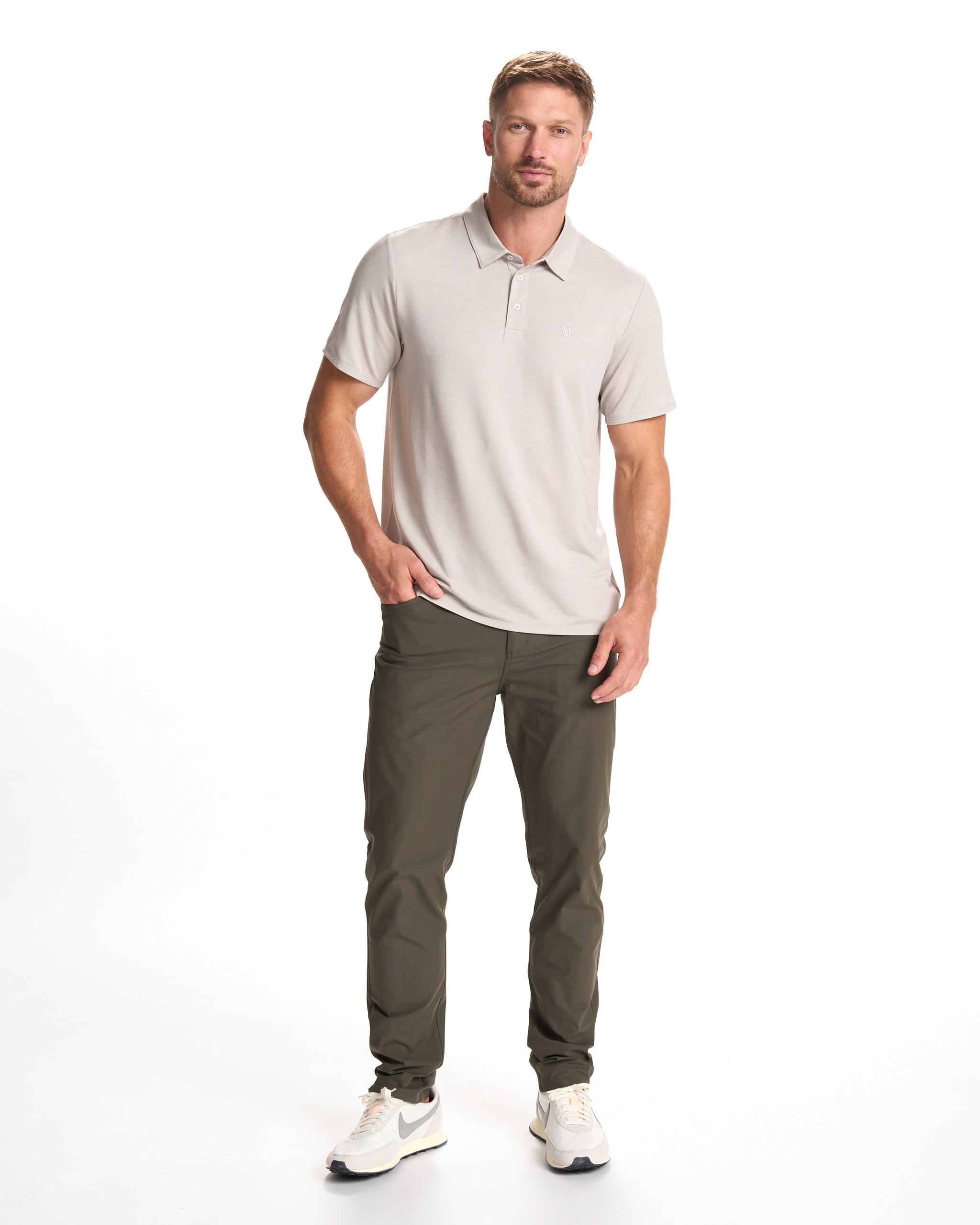 Knit Twill Polo | Beachsand Heather - Image 5