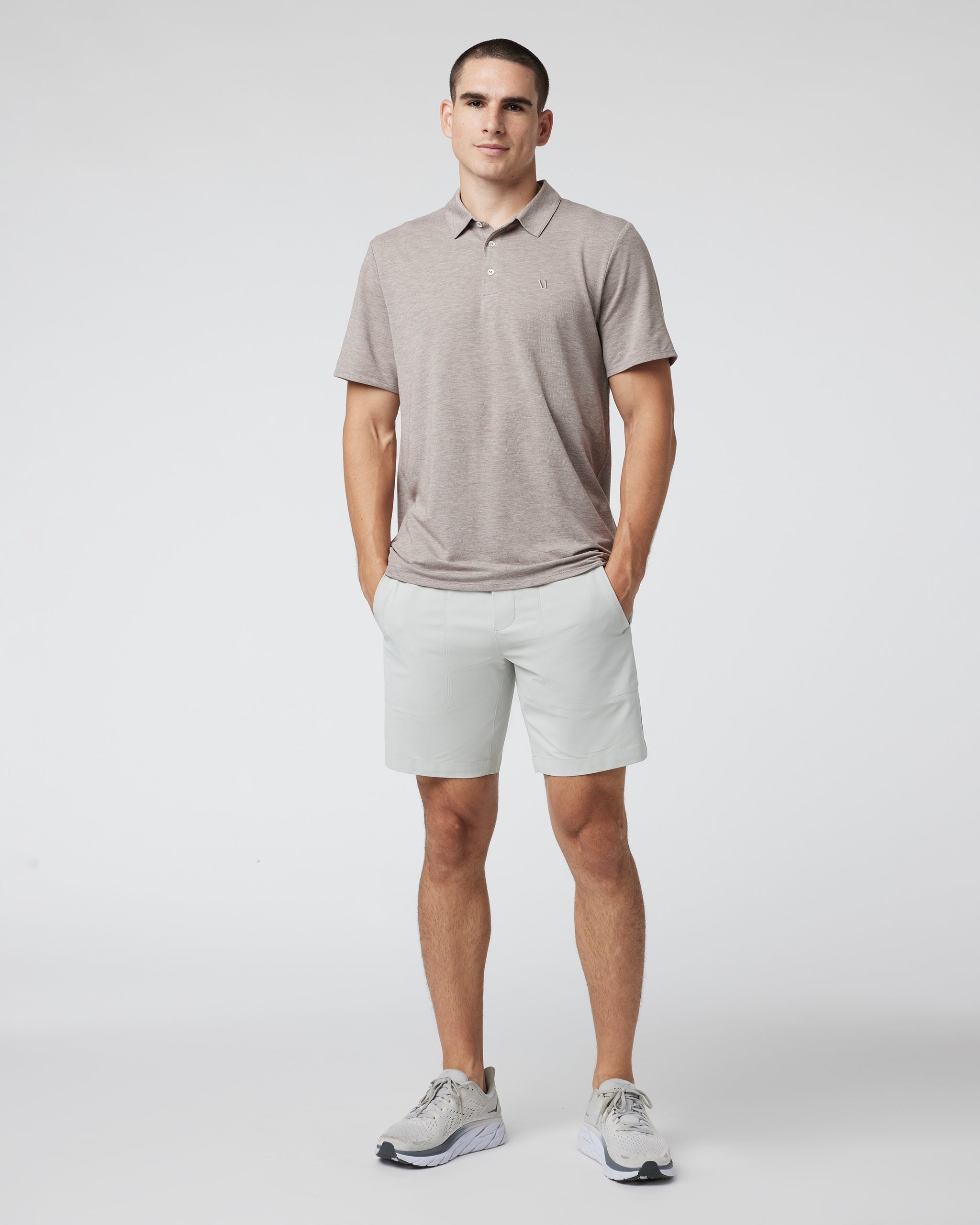 Knit Twill Polo | Fossil Heather - Image 3