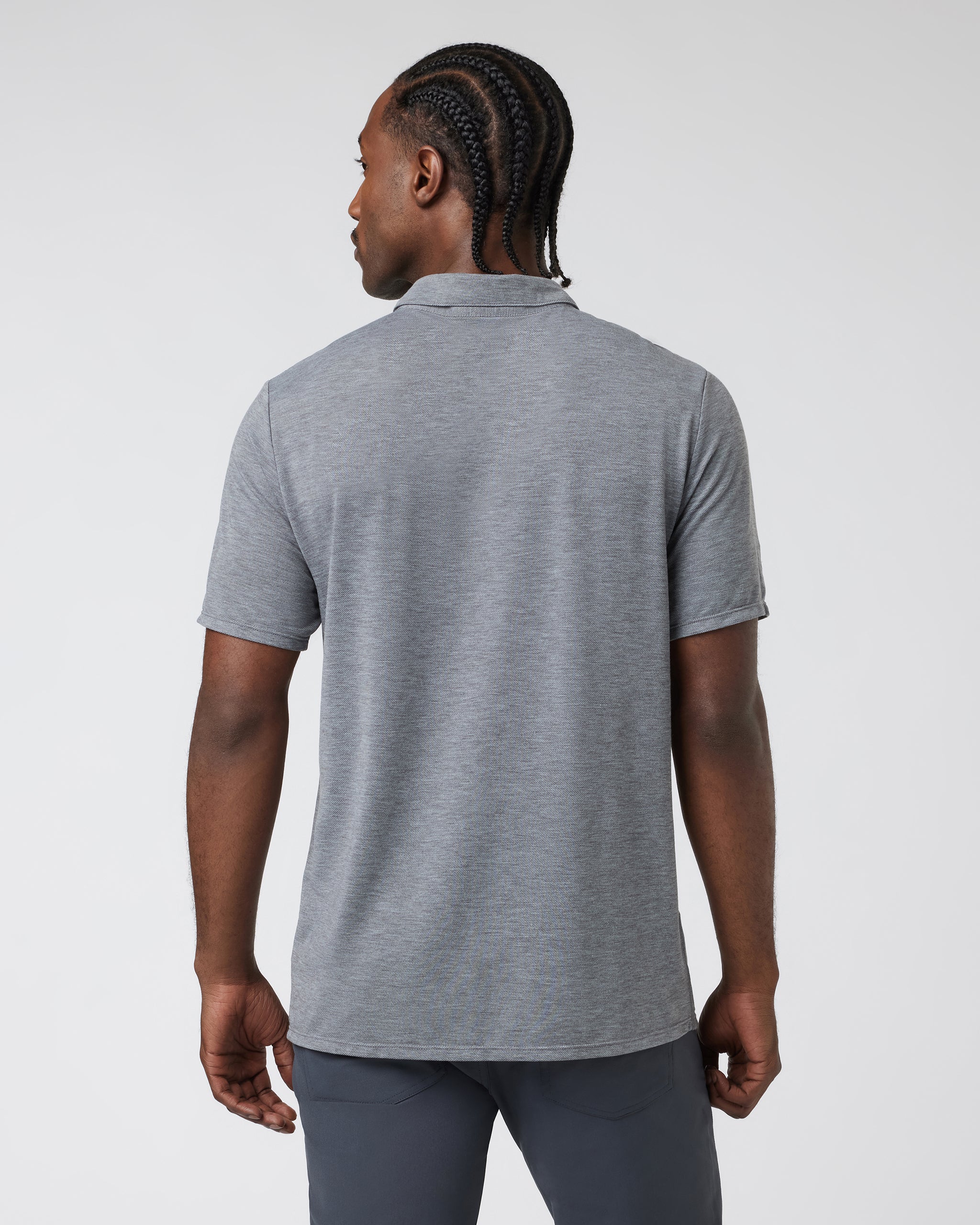 Knit Twill Polo | Heather Grey - Image 2