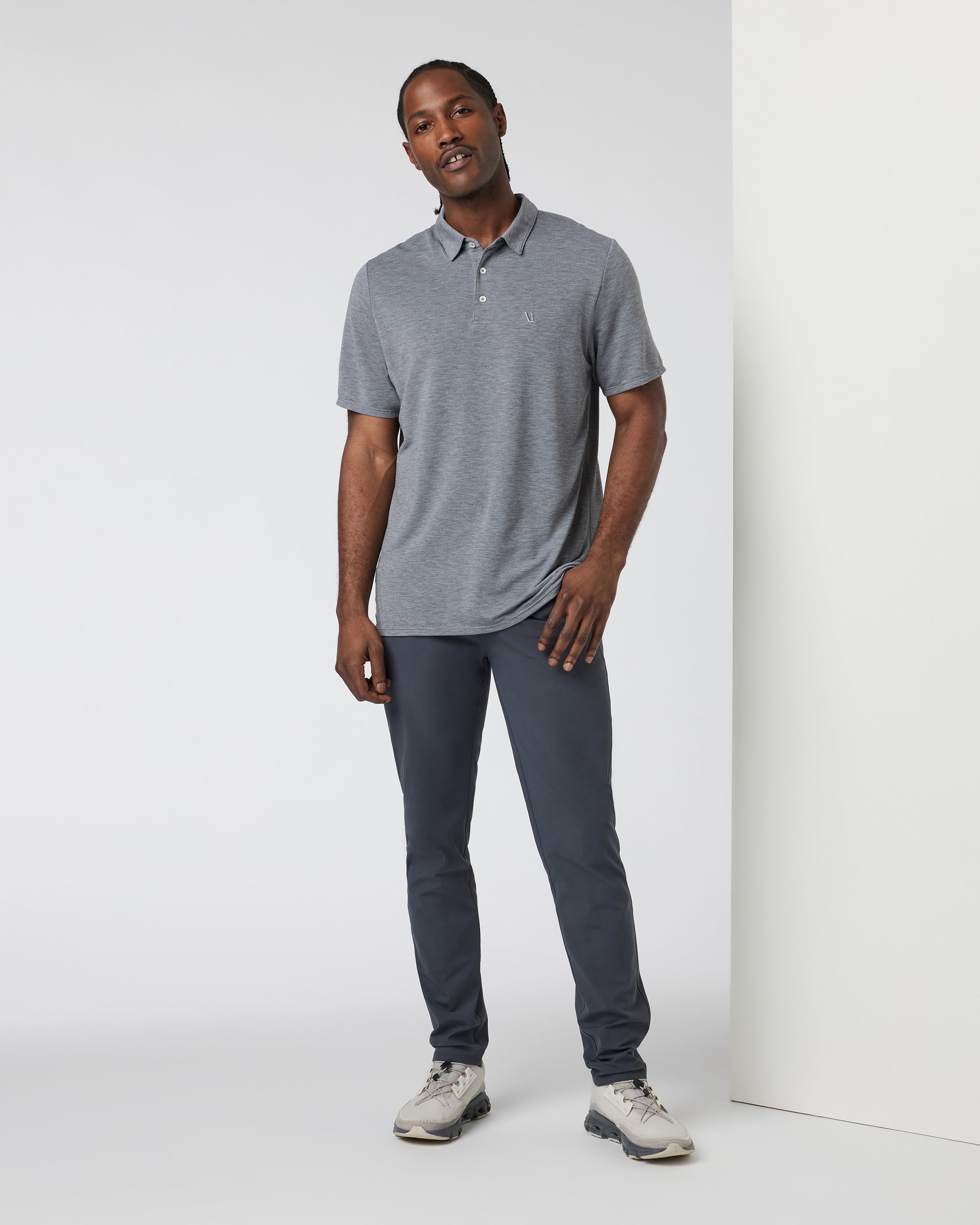 Knit Twill Polo | Heather Grey - Image 3