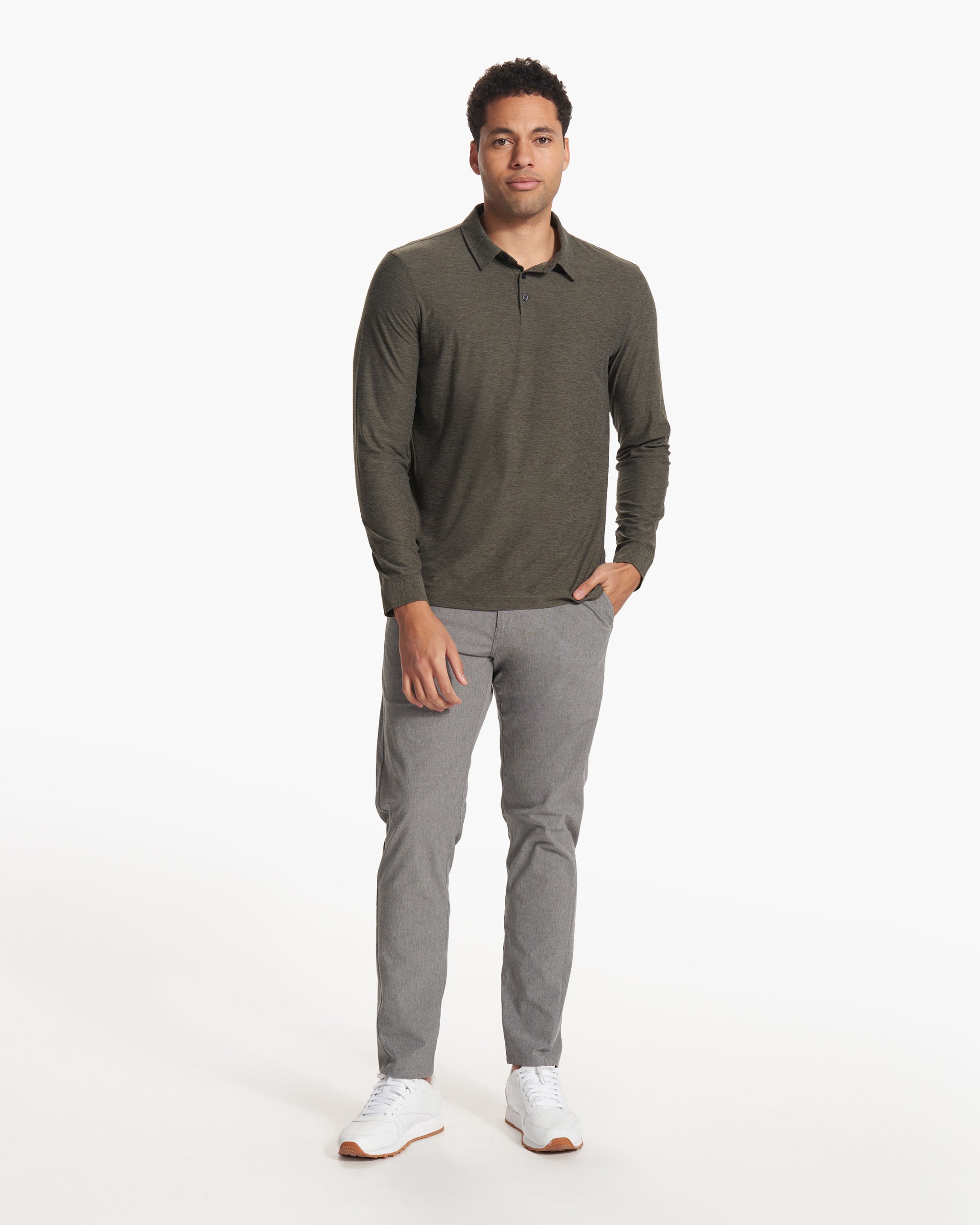 Long Sleeve Strato Tech Polo | Balsam Heather - Image 2