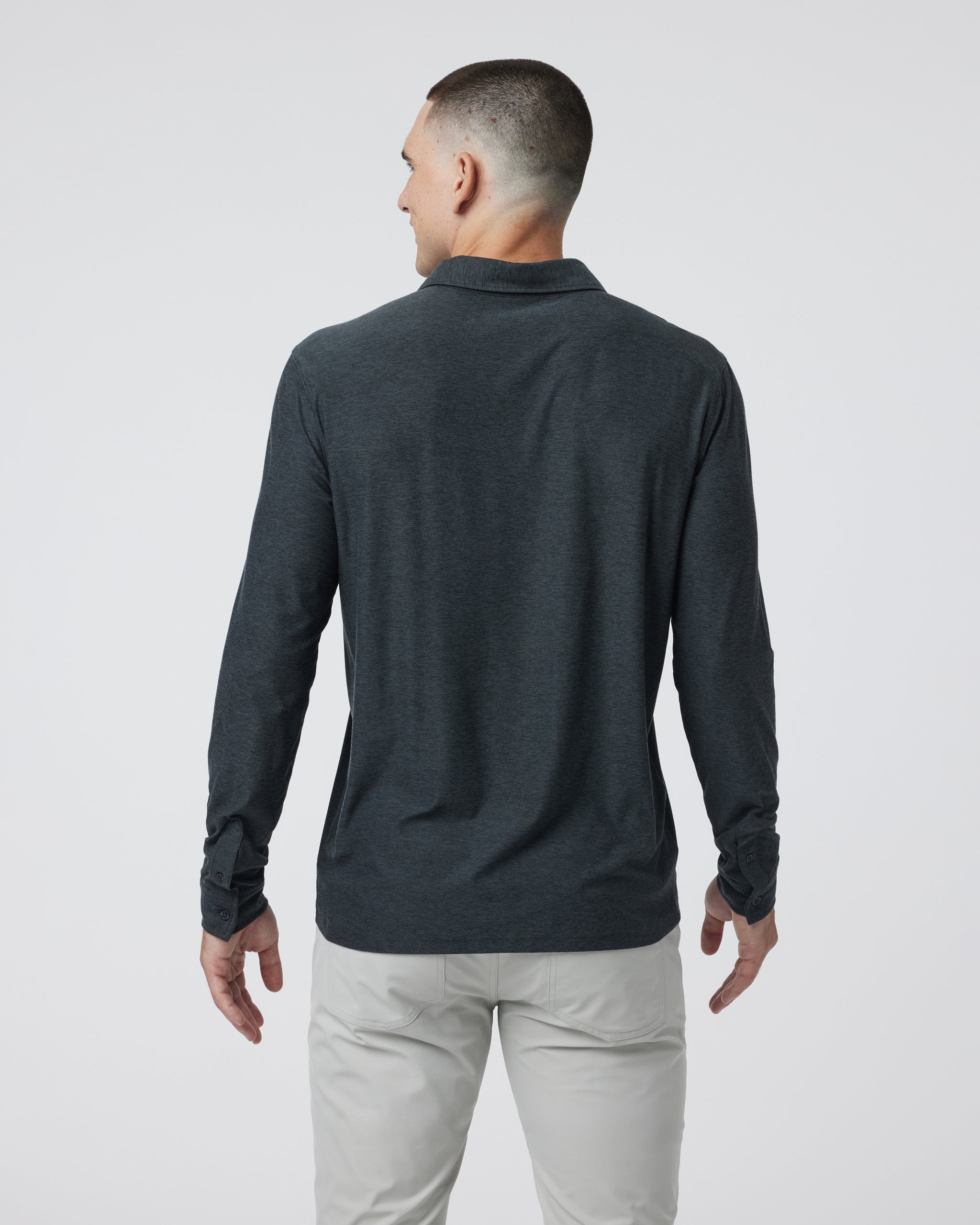 Long Sleeve Strato Tech Polo | Charcoal Heather - Image 5