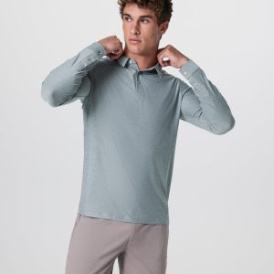 Long Sleeve Strato Tech Polo | Dusty Blue Heather