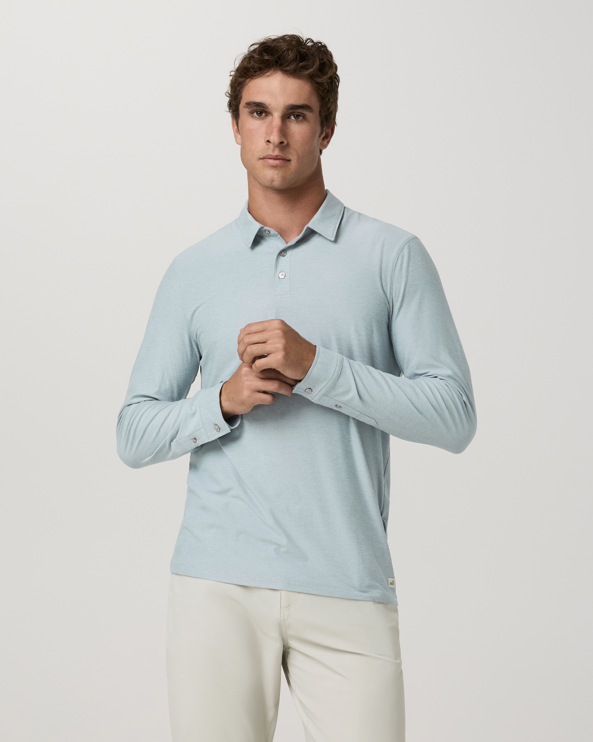 Long Sleeve Strato Tech Polo | Raindrop Heather - Image 4