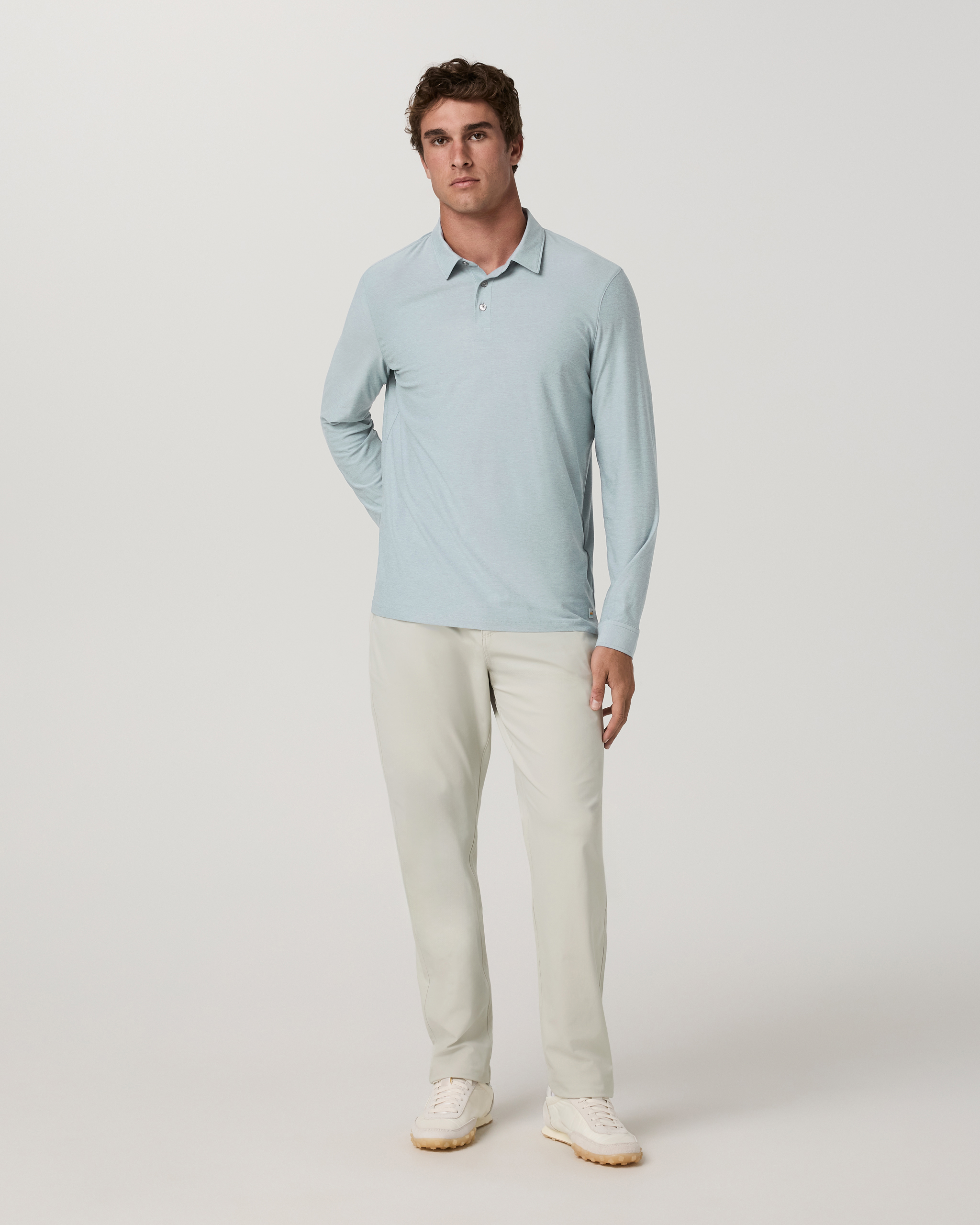 Long Sleeve Strato Tech Polo | Raindrop Heather - Image 3