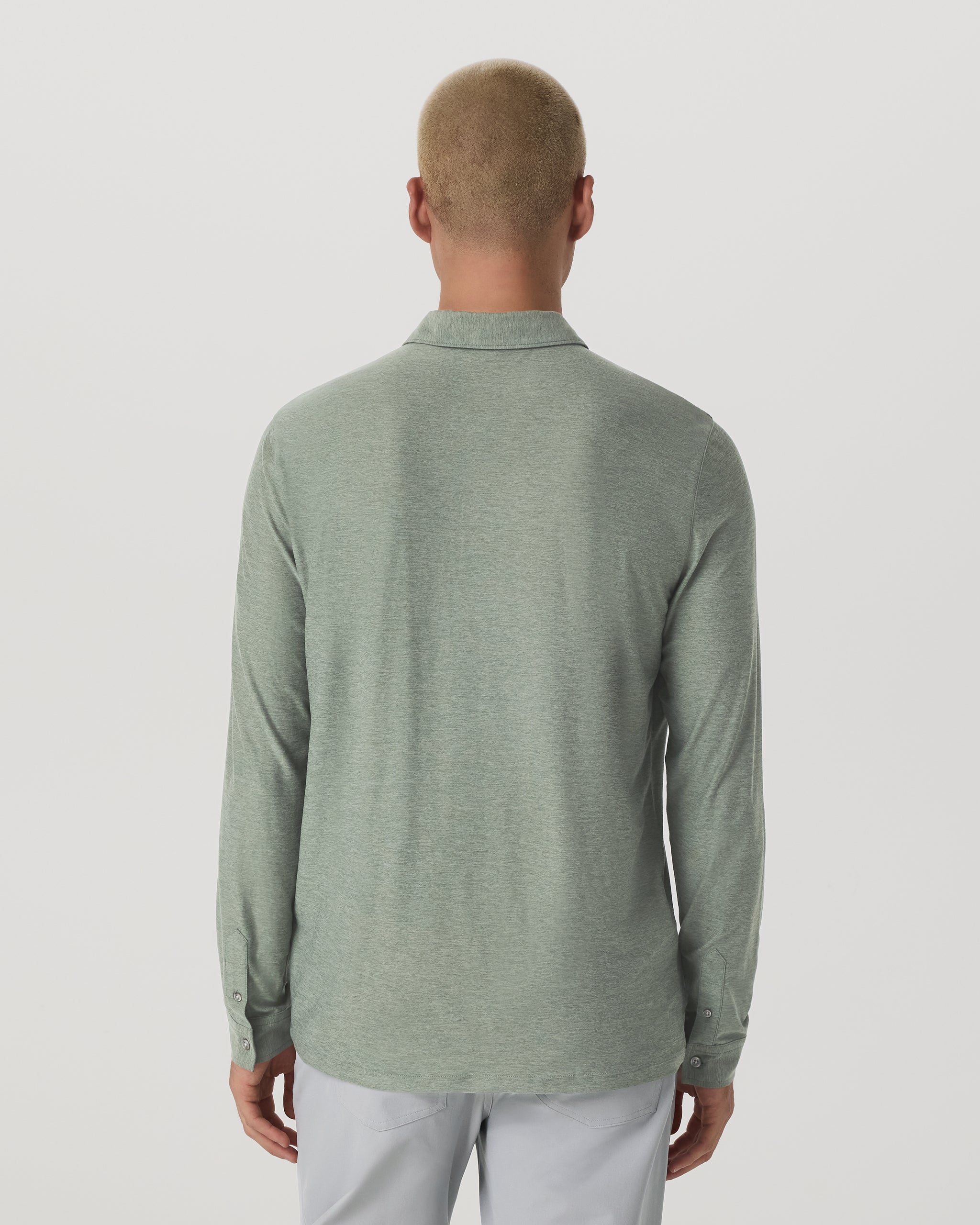 Long Sleeve Strato Tech Polo | Thyme Heather - Image 3