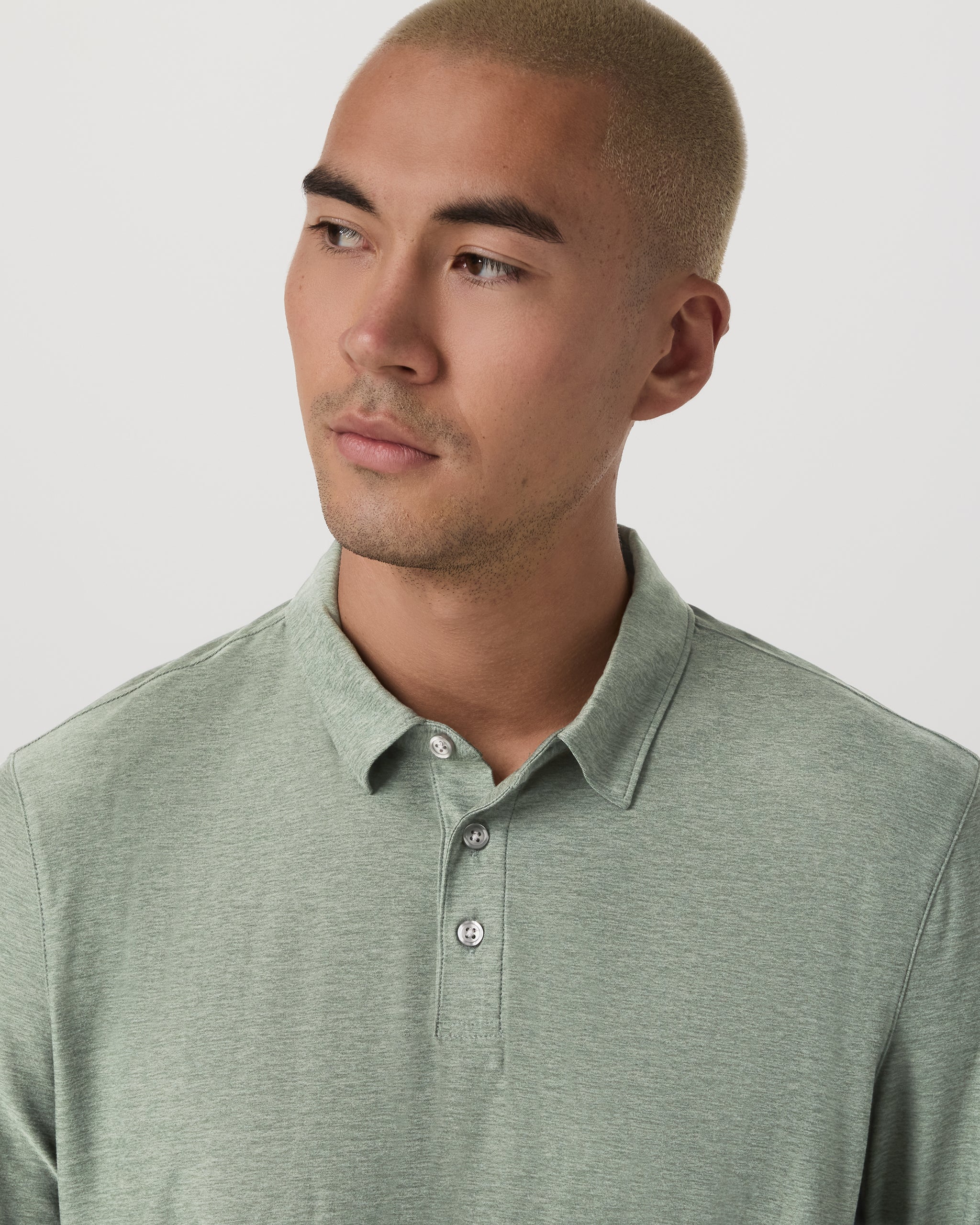 Long Sleeve Strato Tech Polo | Thyme Heather - Image 2