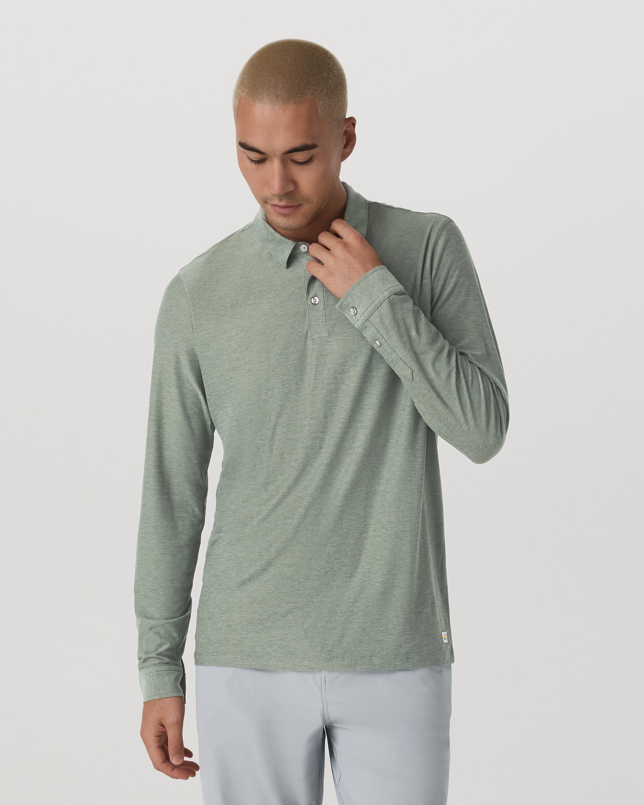 Long Sleeve Strato Tech Polo | Thyme Heather