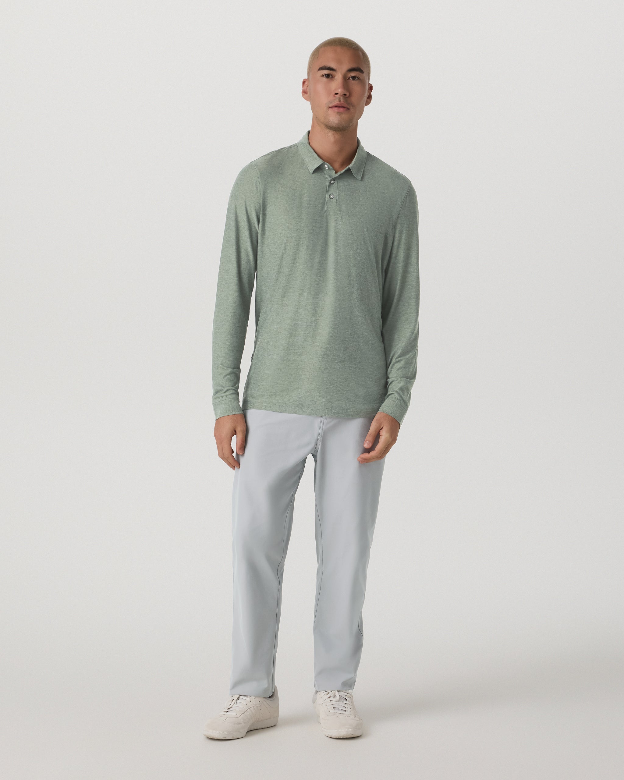 Long Sleeve Strato Tech Polo | Thyme Heather - Image 4