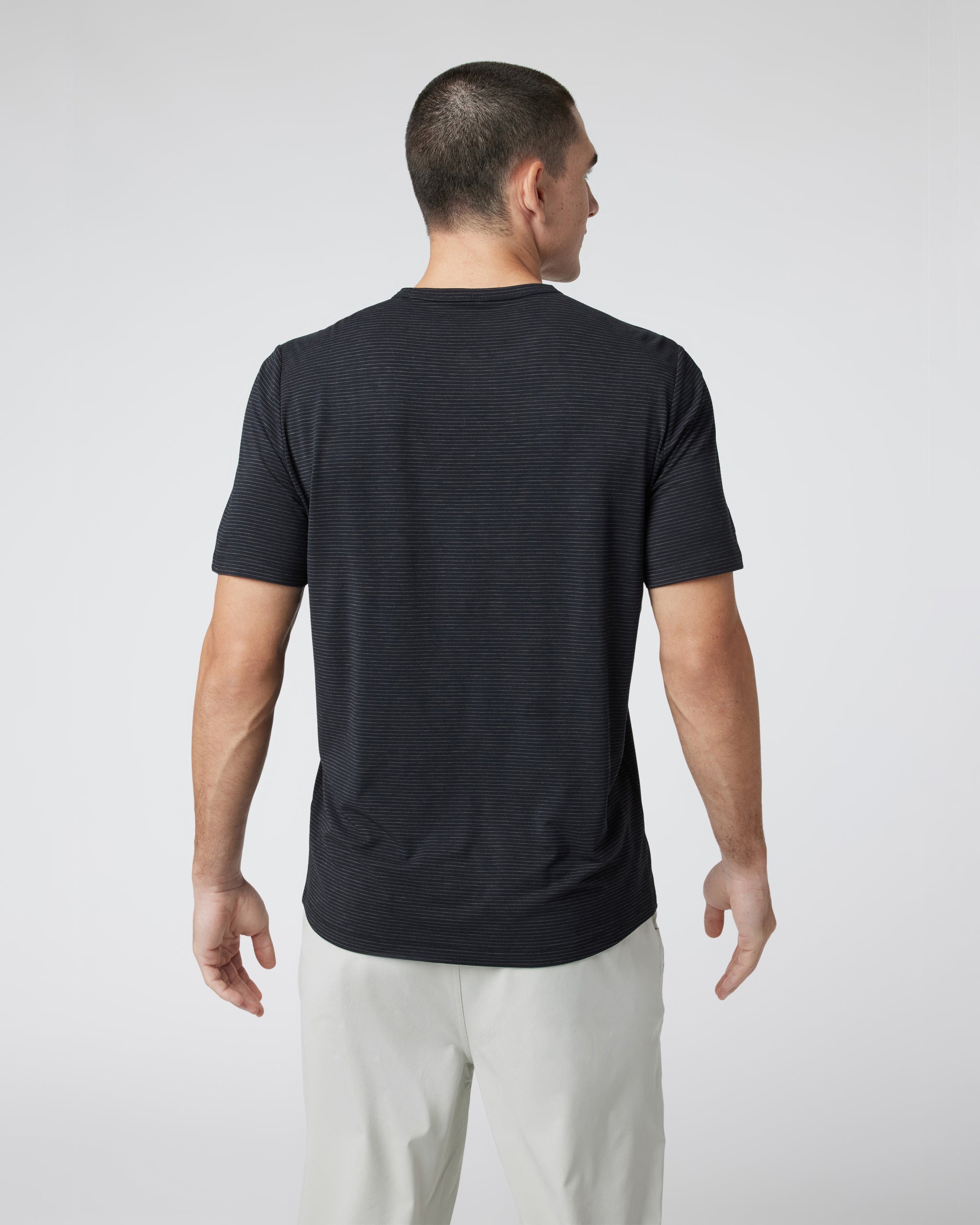 Short Sleeve Current Stripe Tee | Black - Image 2