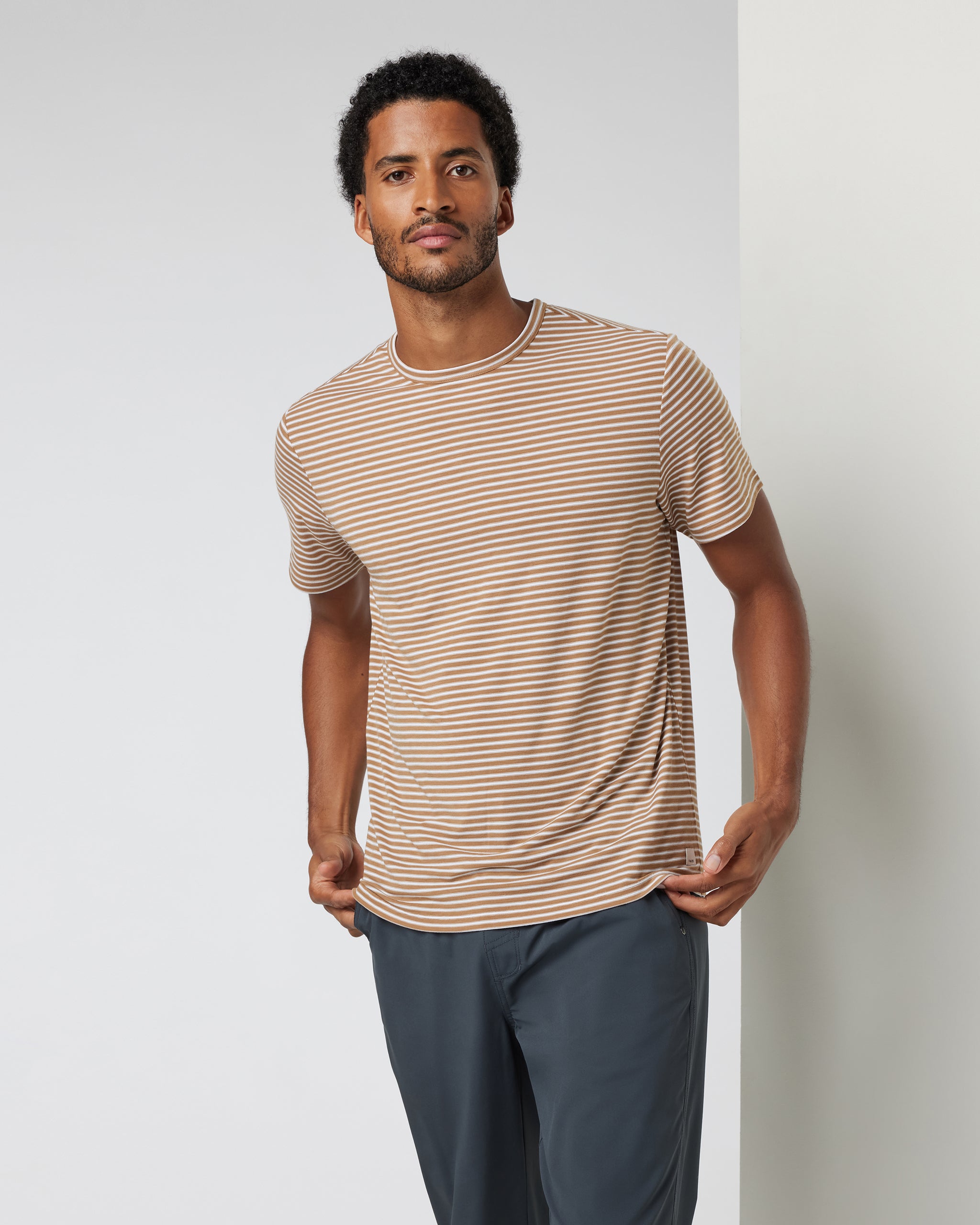 Short Sleeve Current Stripe Tee | Bronze