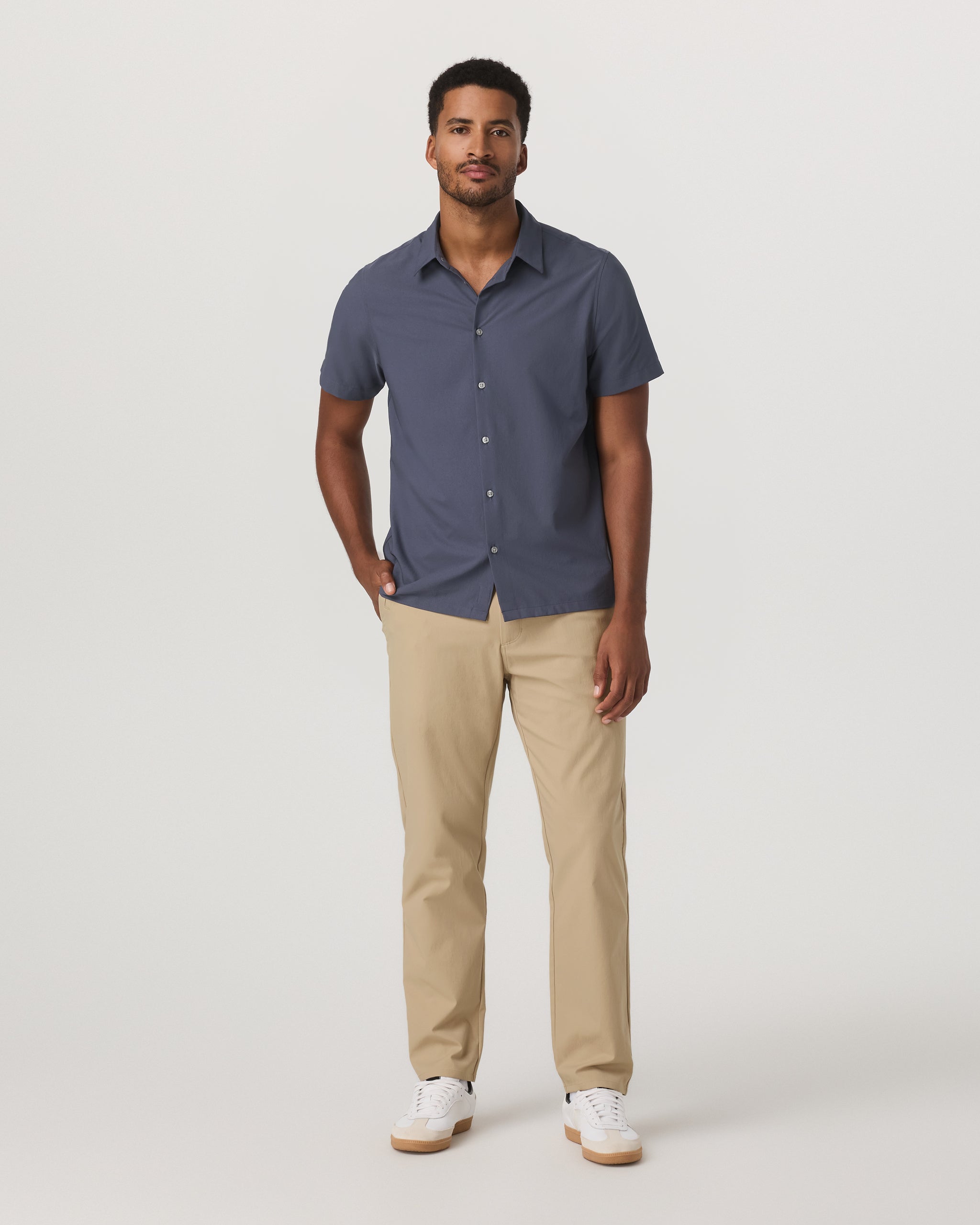 Short Sleeve Manhattan Button Down | Azure - Image 4