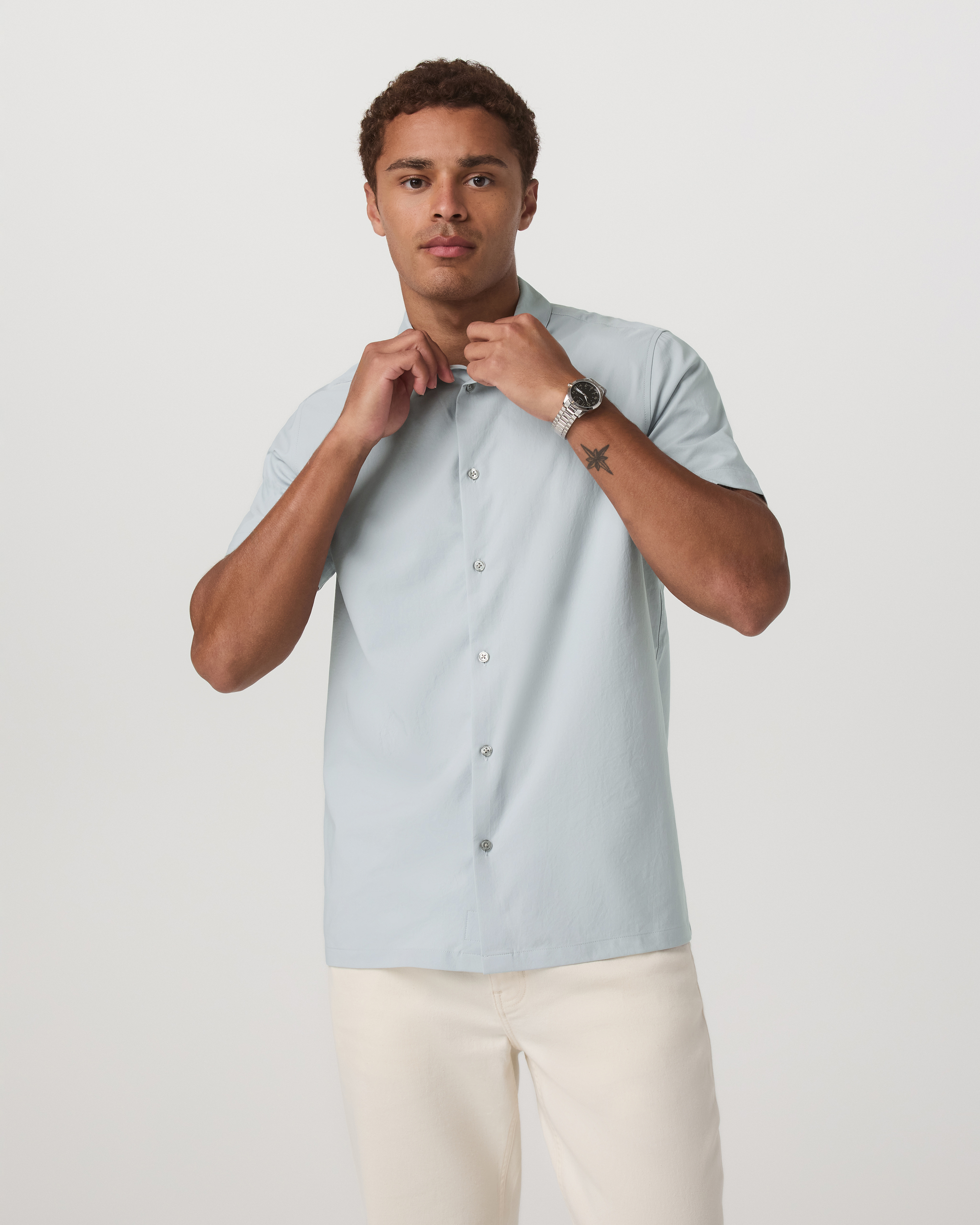 Short Sleeve Manhattan Button Down | Harbor Grey - Image 5