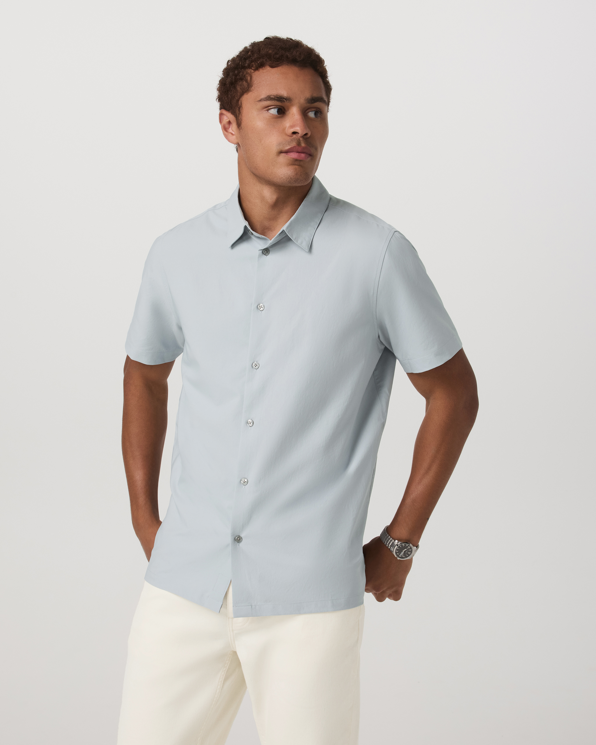Short Sleeve Manhattan Button Down | Harbor Grey