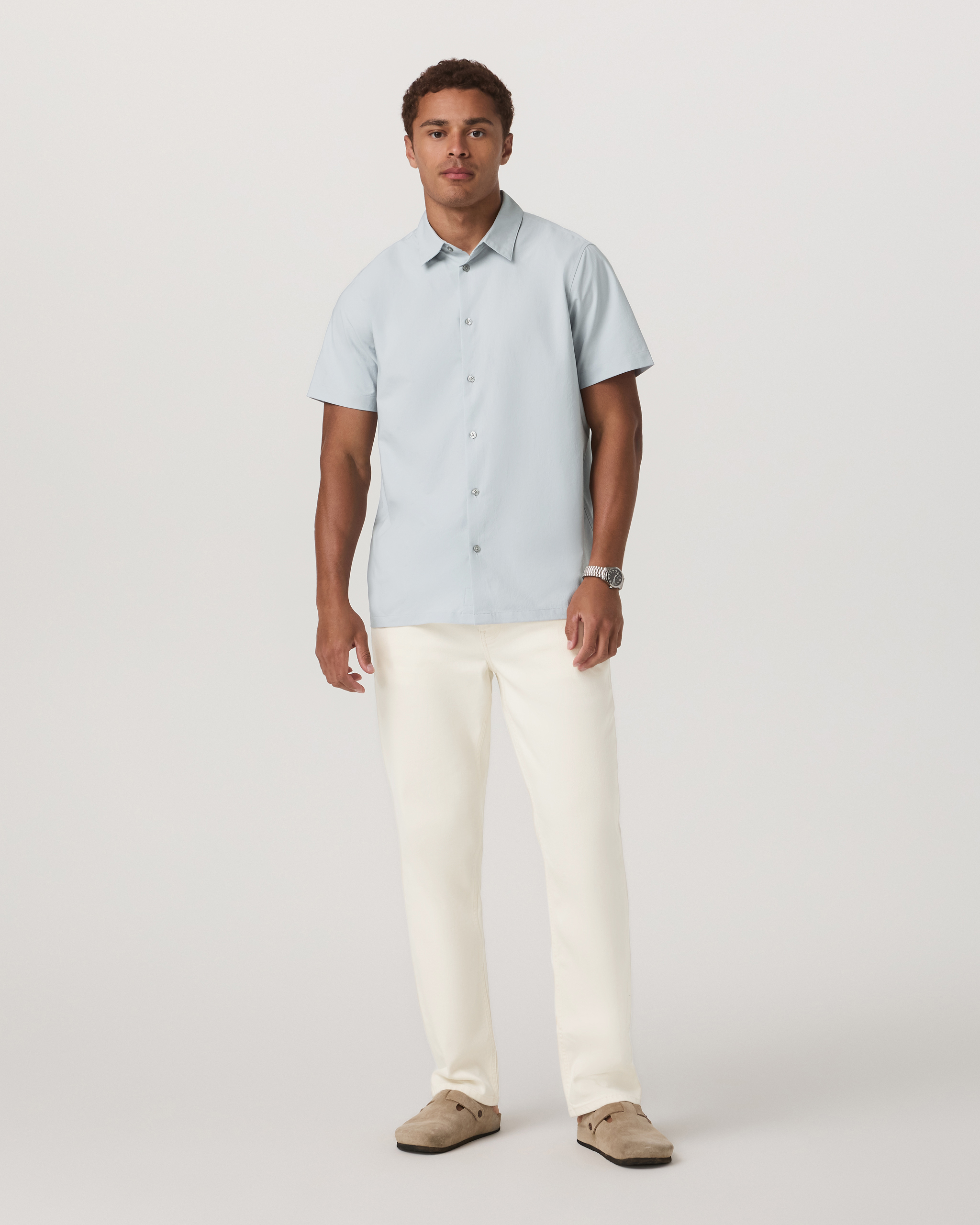 Short Sleeve Manhattan Button Down | Harbor Grey - Image 4