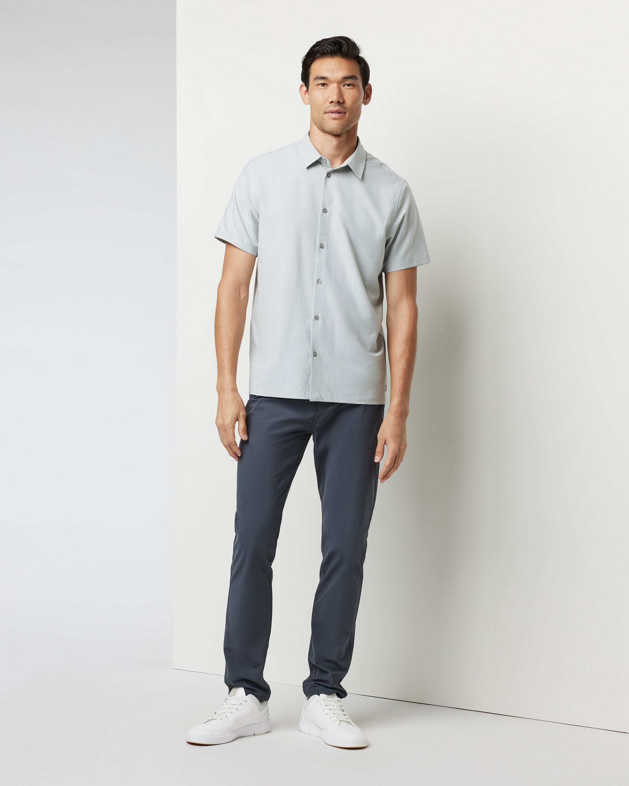 Short Sleeve Manhattan Button Down | Sky Grey - Image 3