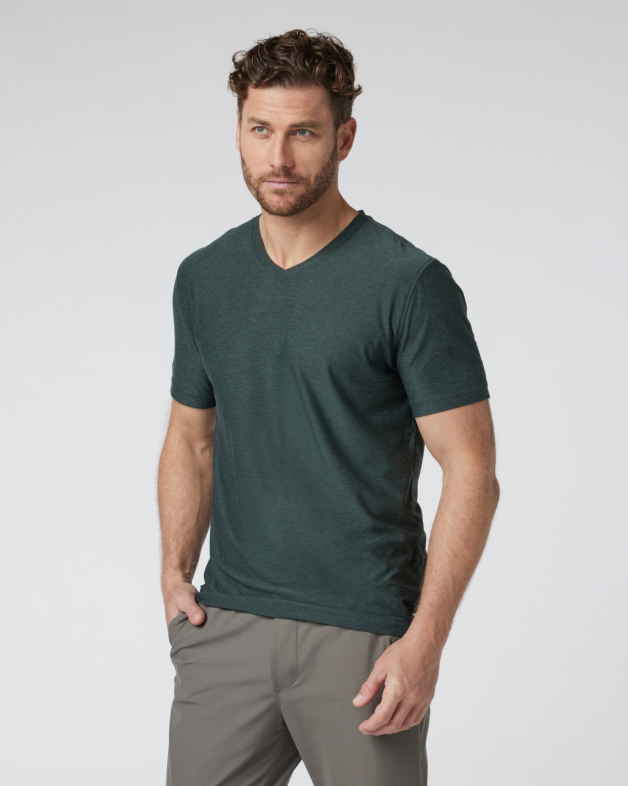 Strato Tech V-Neck Tee | Aspen Heather