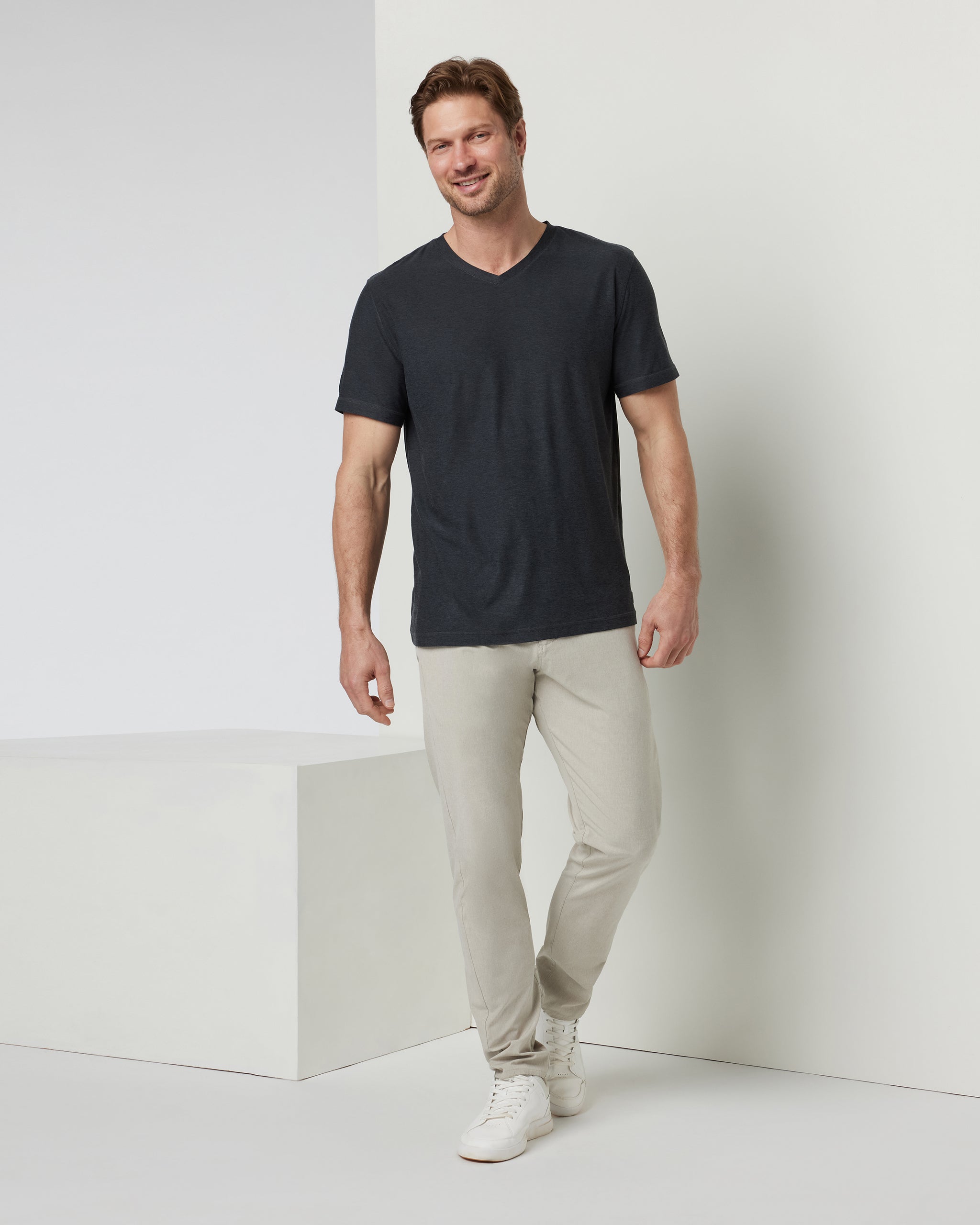 Strato Tech V-Neck Tee | Charcoal Heather - Image 3