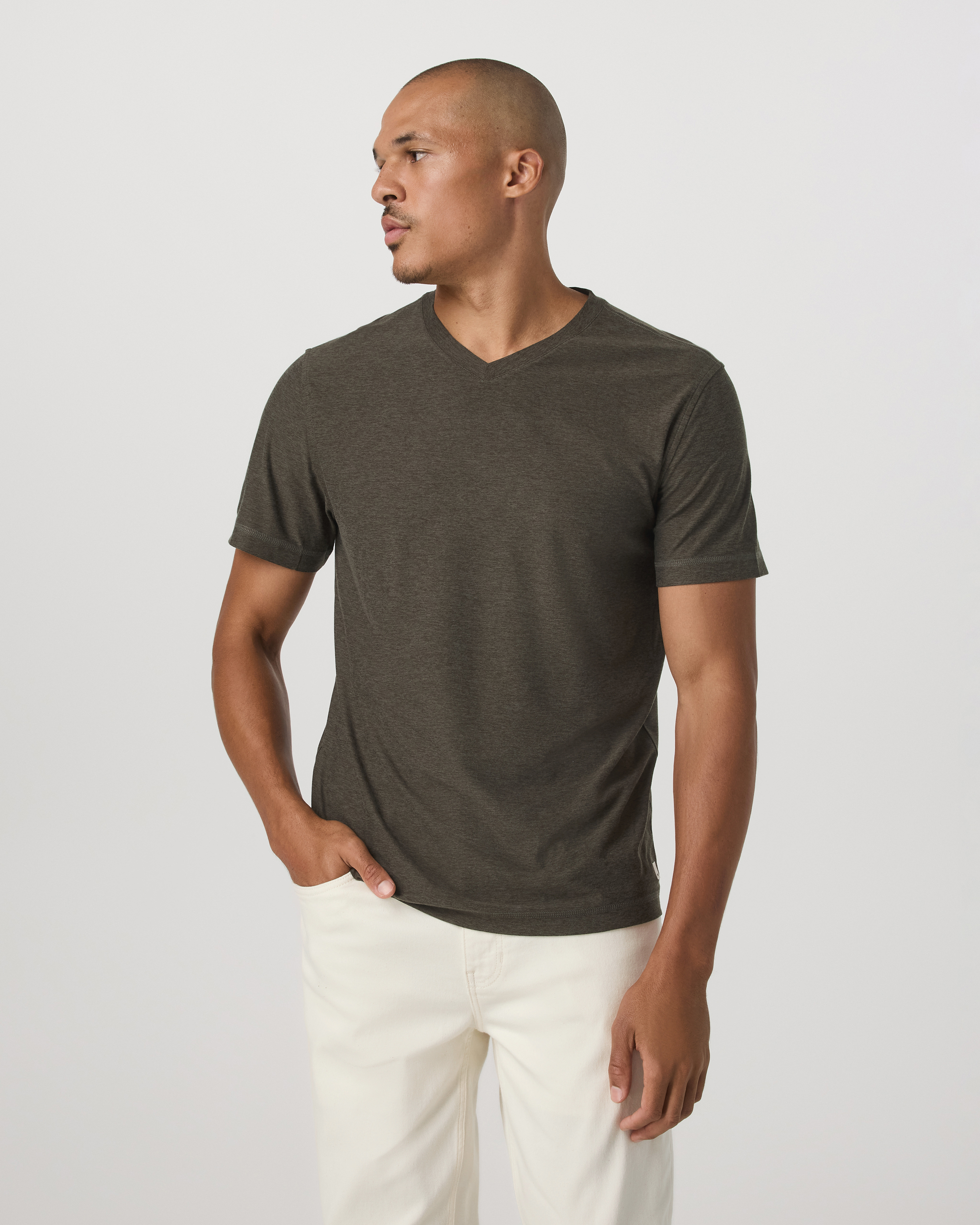 Strato Tech V-Neck Tee | Dark Oregano Heather - Image 5