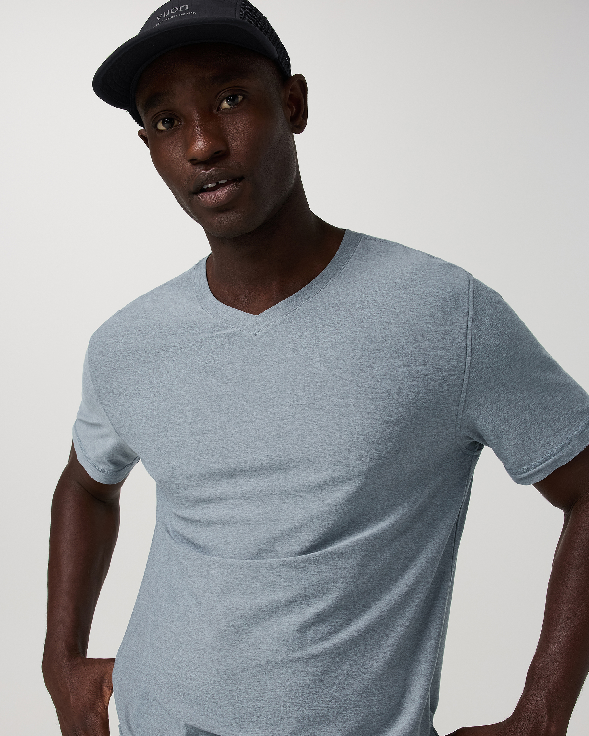 Strato Tech V-Neck Tee | Dusty Blue Heather - Image 2