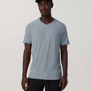 Strato Tech V-Neck Tee | Dusty Blue Heather
