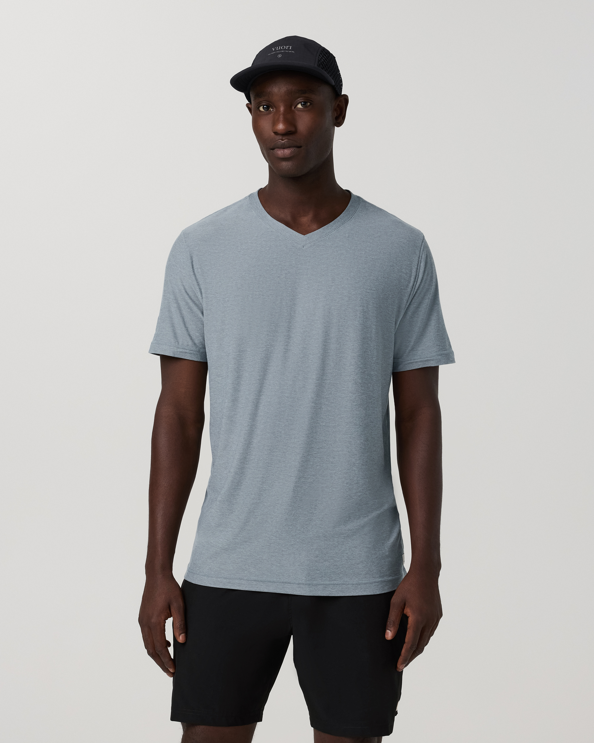 Strato Tech V-Neck Tee | Dusty Blue Heather