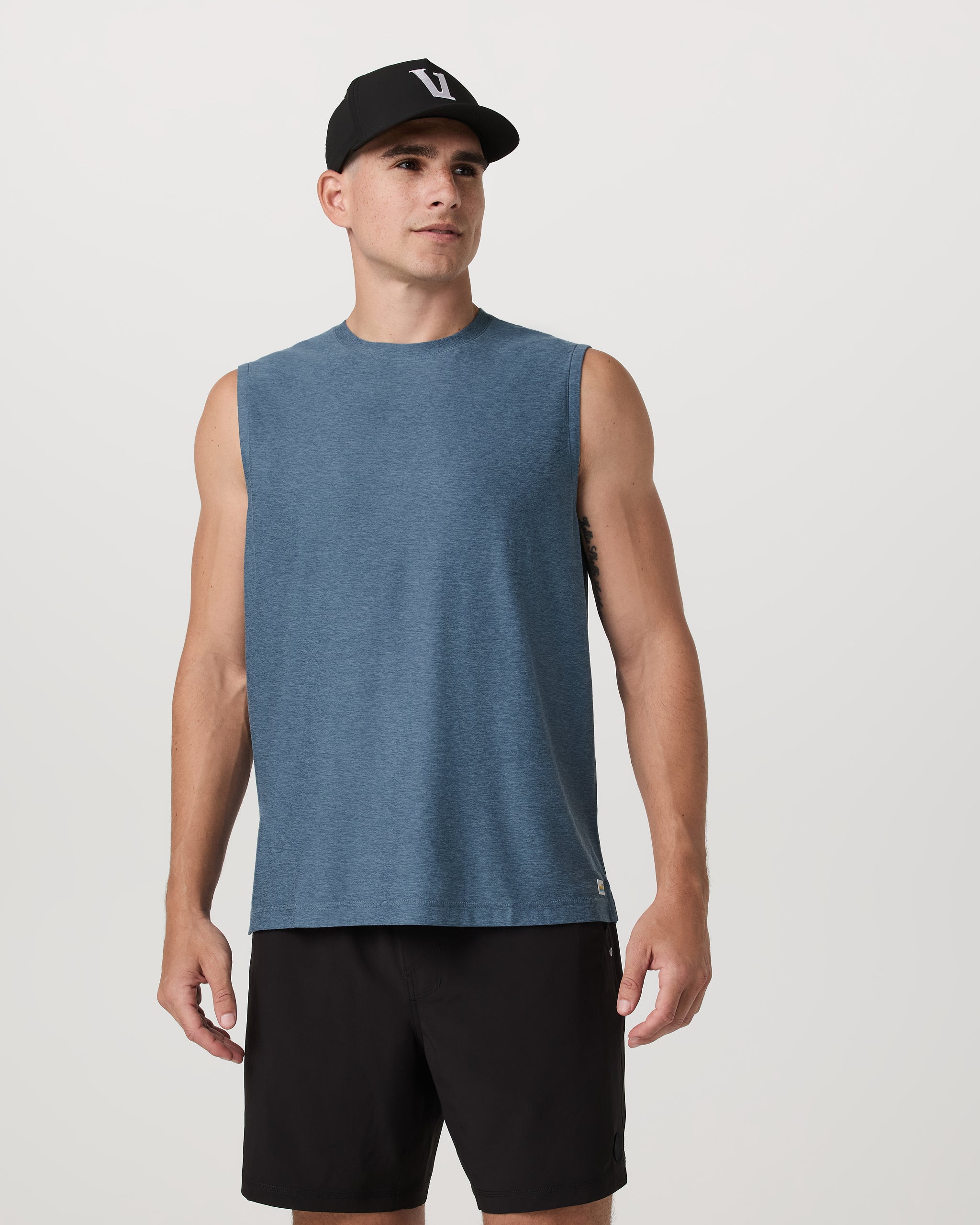 Strato Muscle Tee | Pool Blue Heather - Image 2