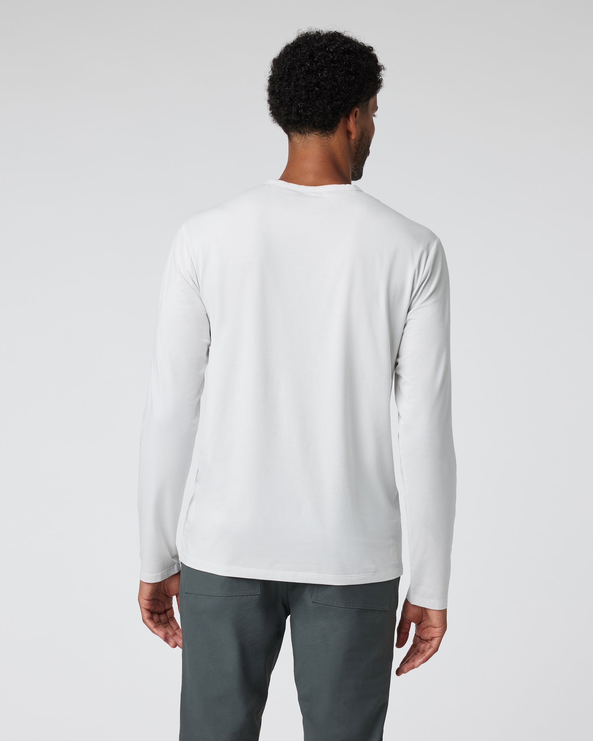Long Sleeve Men's Feather Tee | Frost Grey - Image 2