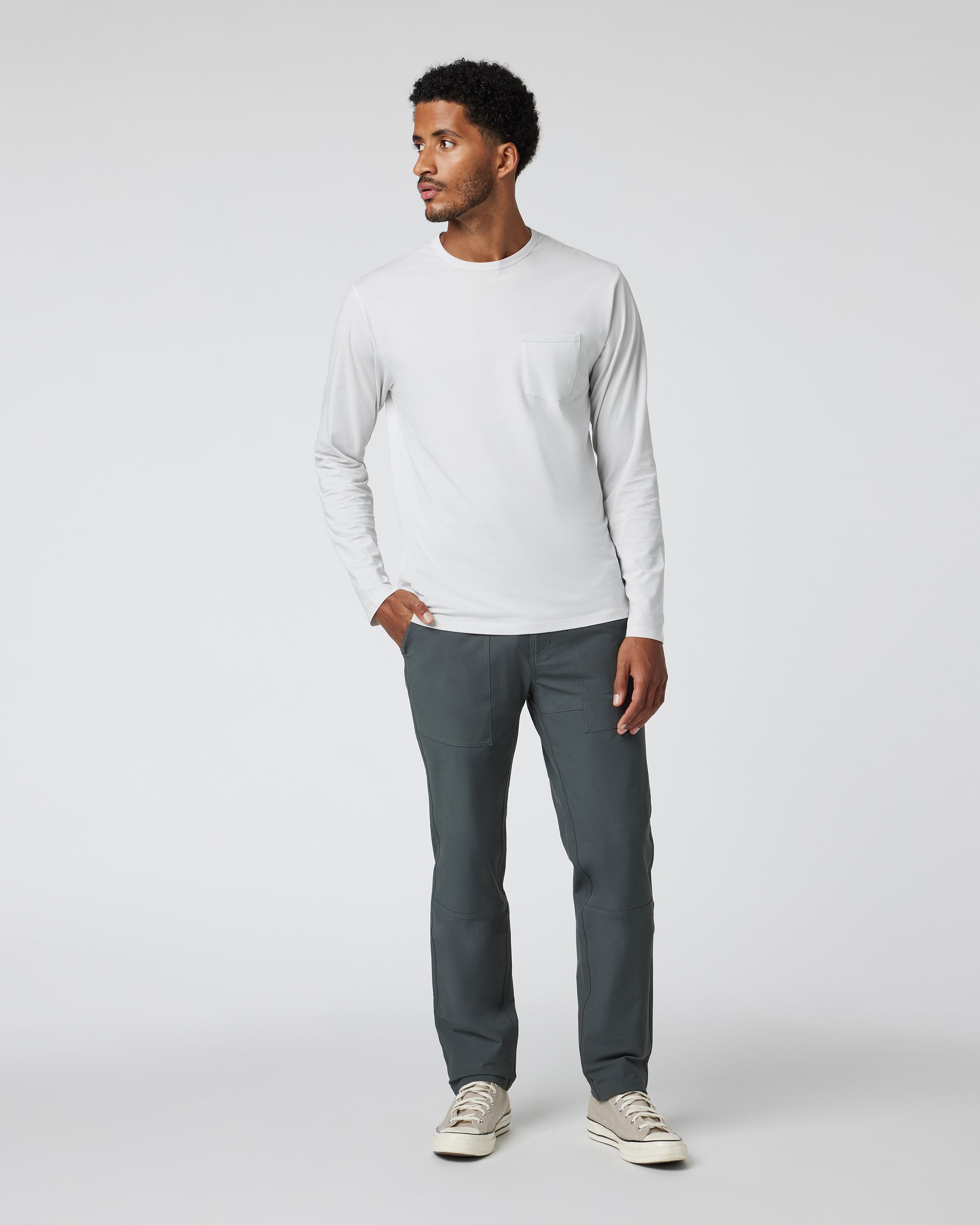 Long Sleeve Men's Feather Tee | Frost Grey - Image 3