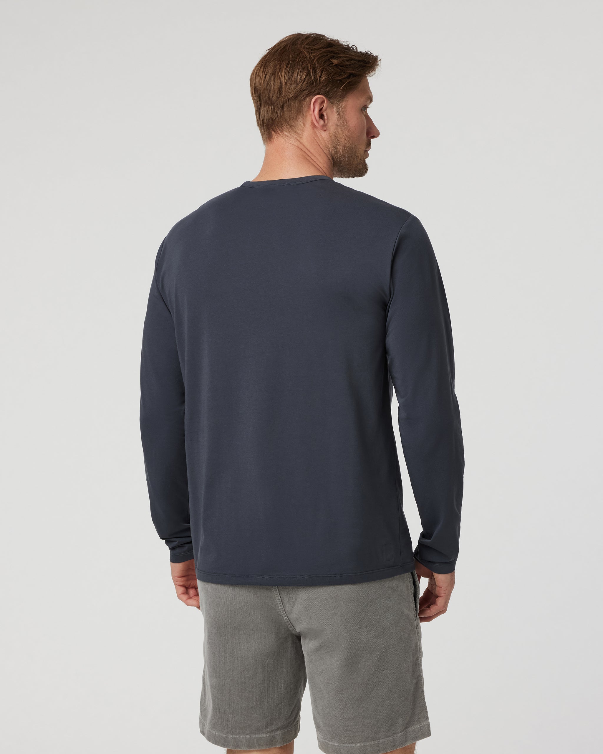 Long Sleeve Men's Feather Tee | Navy - Image 2