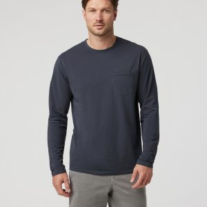 Long Sleeve Men's Feather Tee | Navy