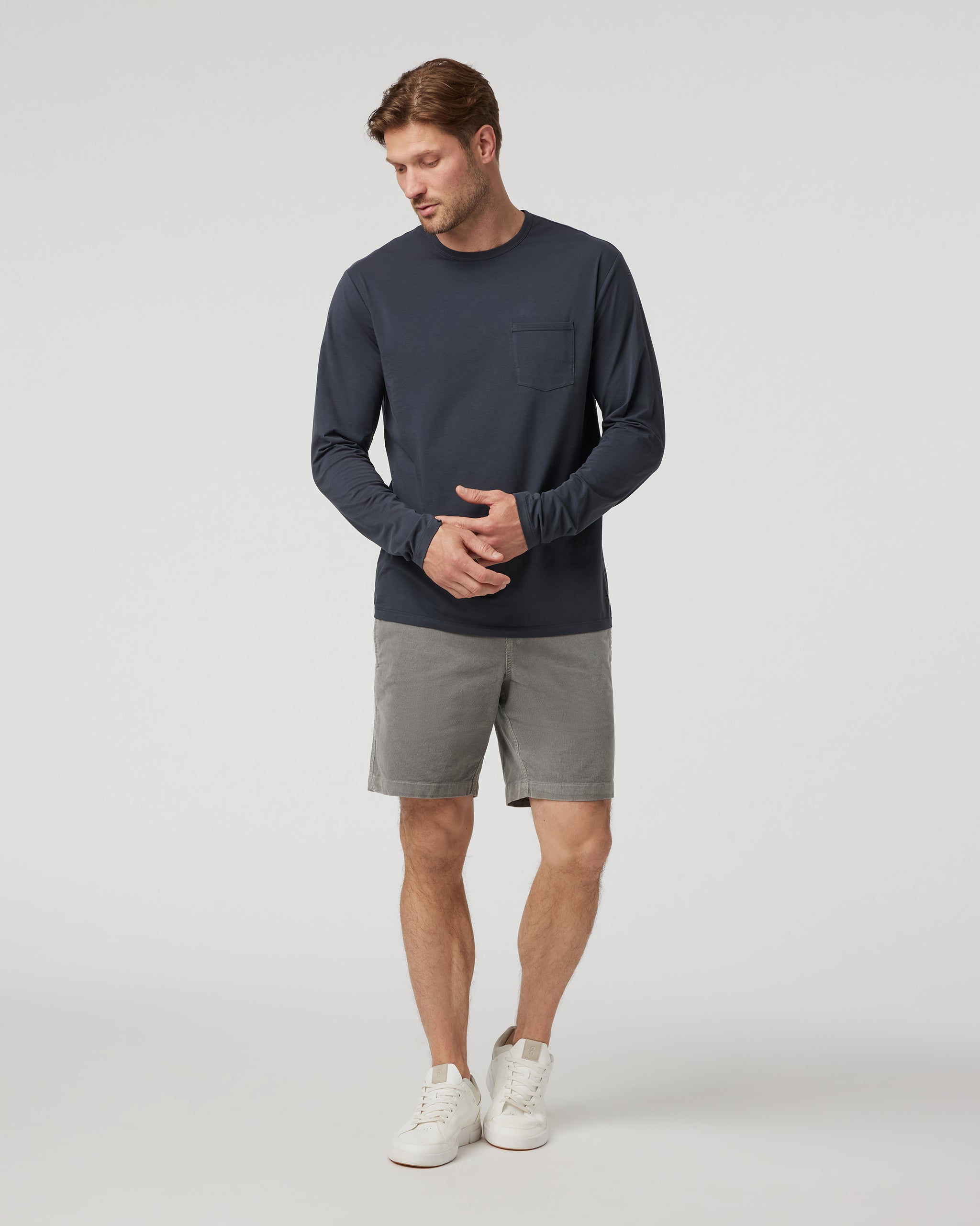 Long Sleeve Men's Feather Tee | Navy - Image 3
