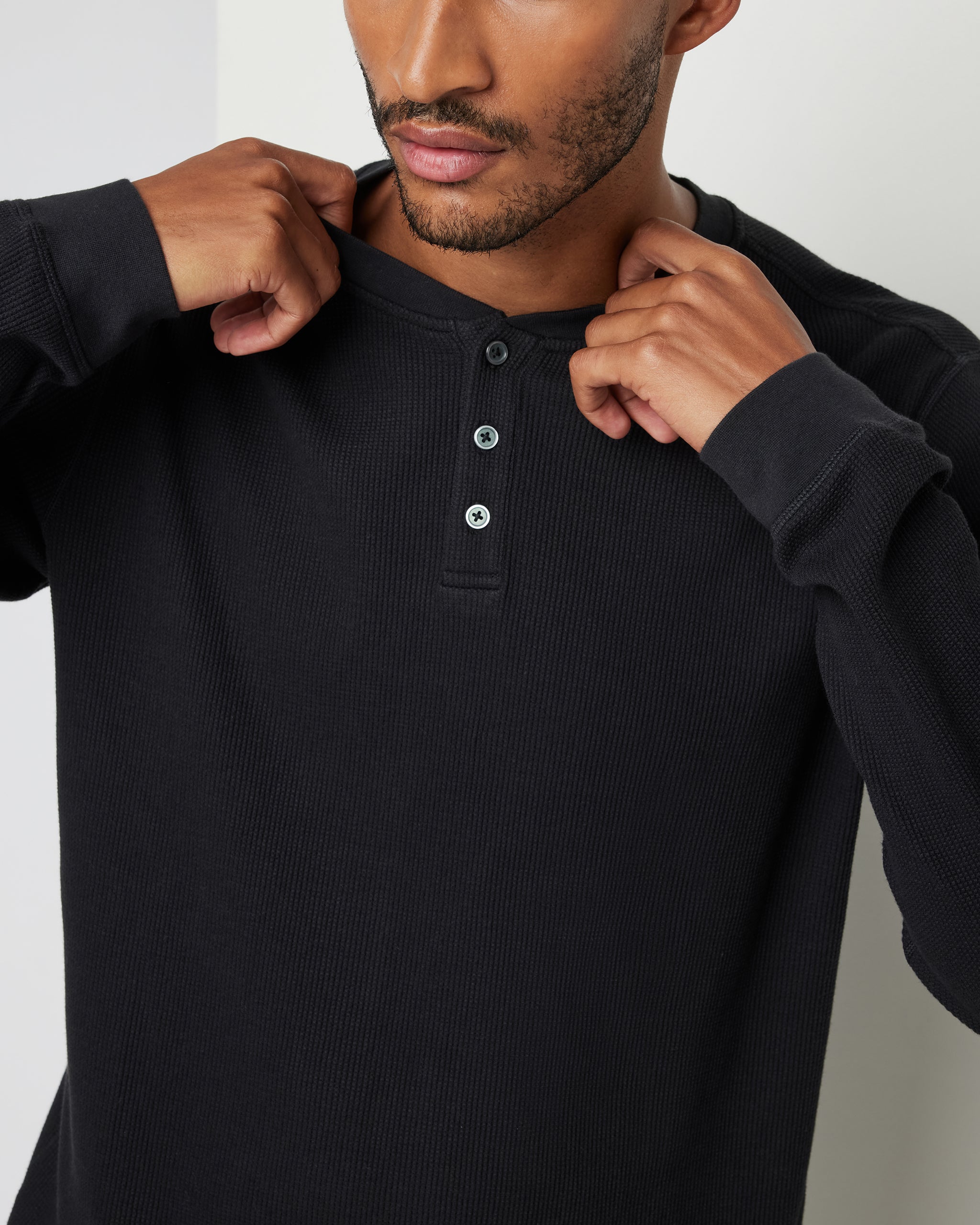 Waffle Henley | Black - Image 4