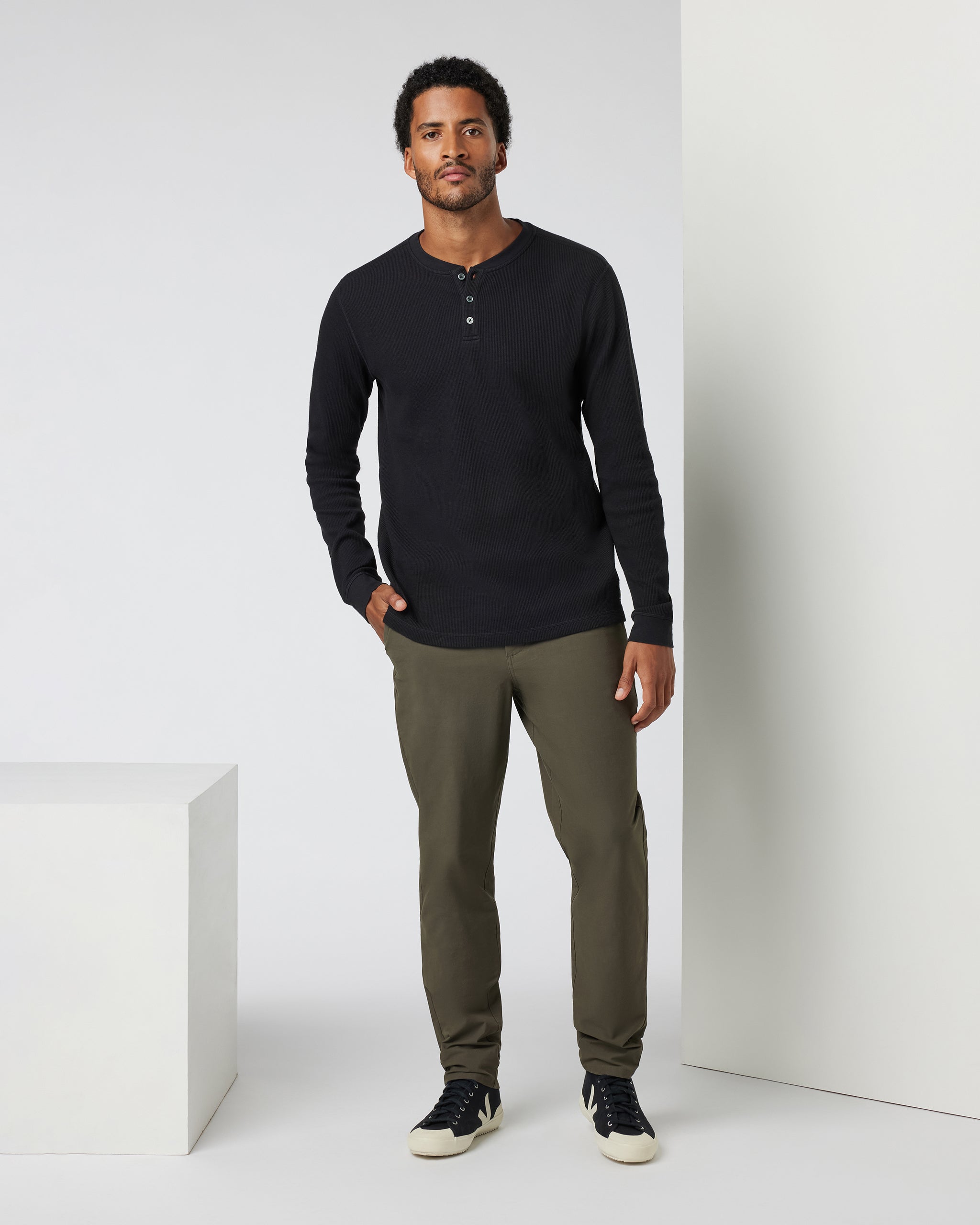 Waffle Henley | Black - Image 3